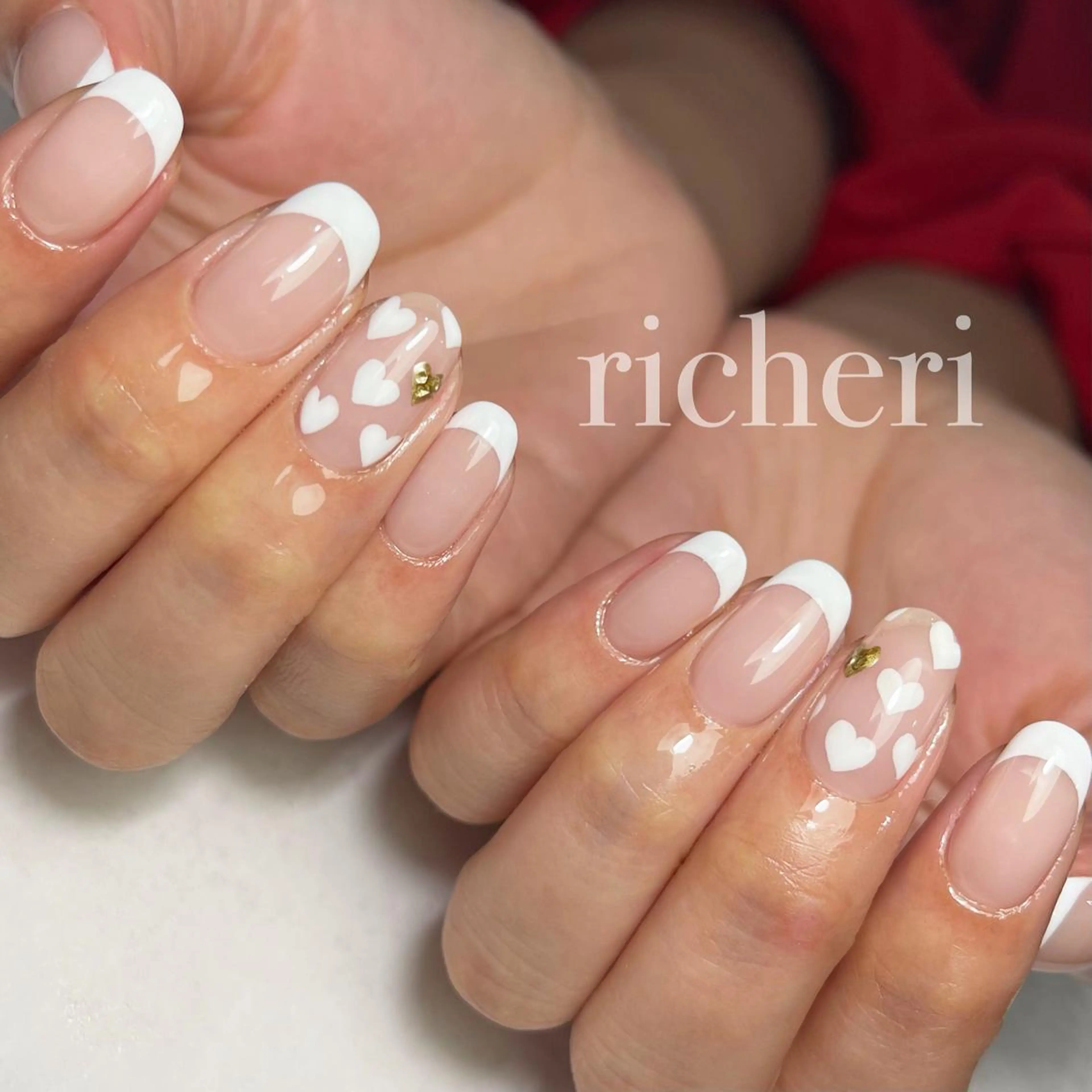 ミディアム ネイル 韓国風ヘア アートネイル チークネイル フラッシュネイル フレンチネイル ハンドネイル richeri beautyのエステ・リラクイメージ