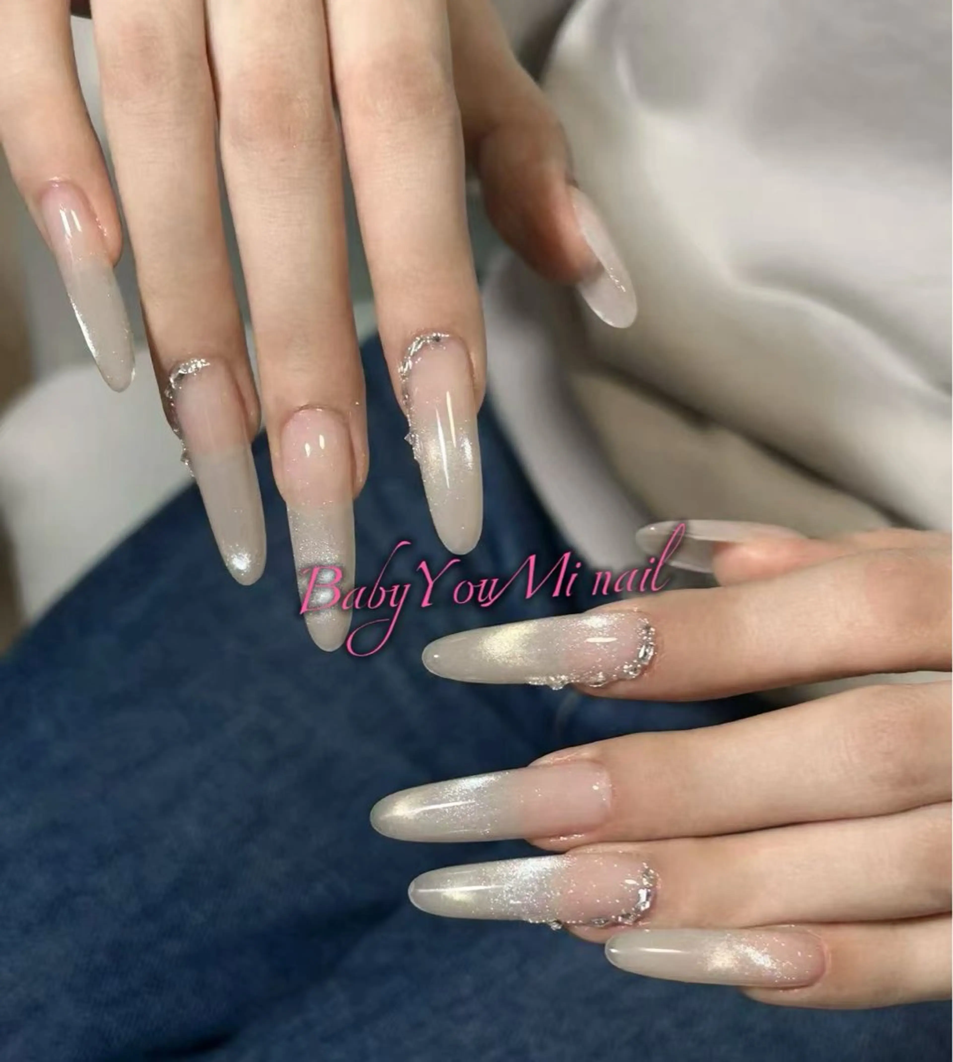 ネイル オーロラネイル フラワーネイル フットネイル フレンチネイル ジェルネイル ハンドネイル BabyYouMi nailのネイルデザイン