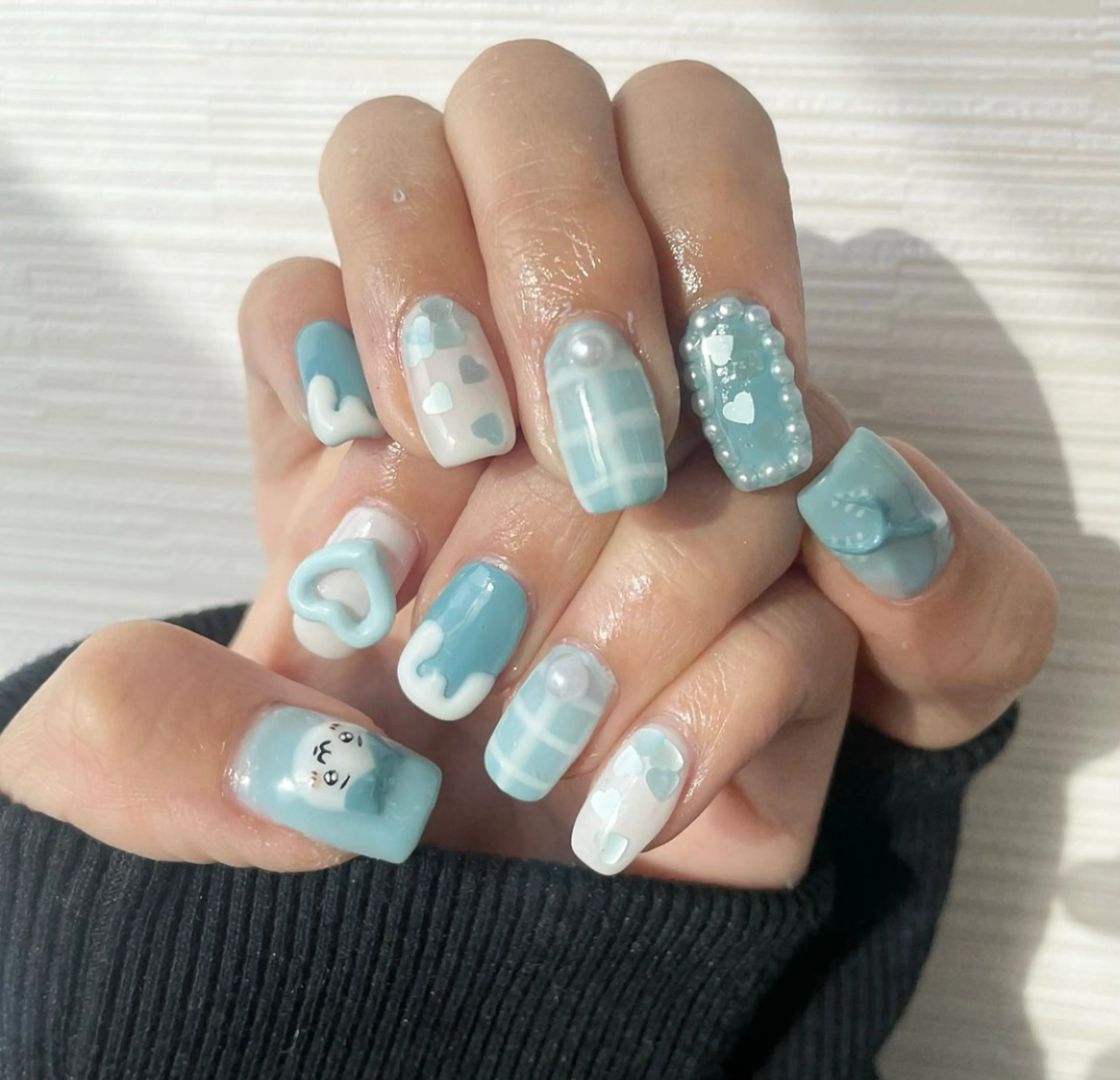 ネイル 水色 🫧Bianca 北浦和🫧野原のネイルデザイン