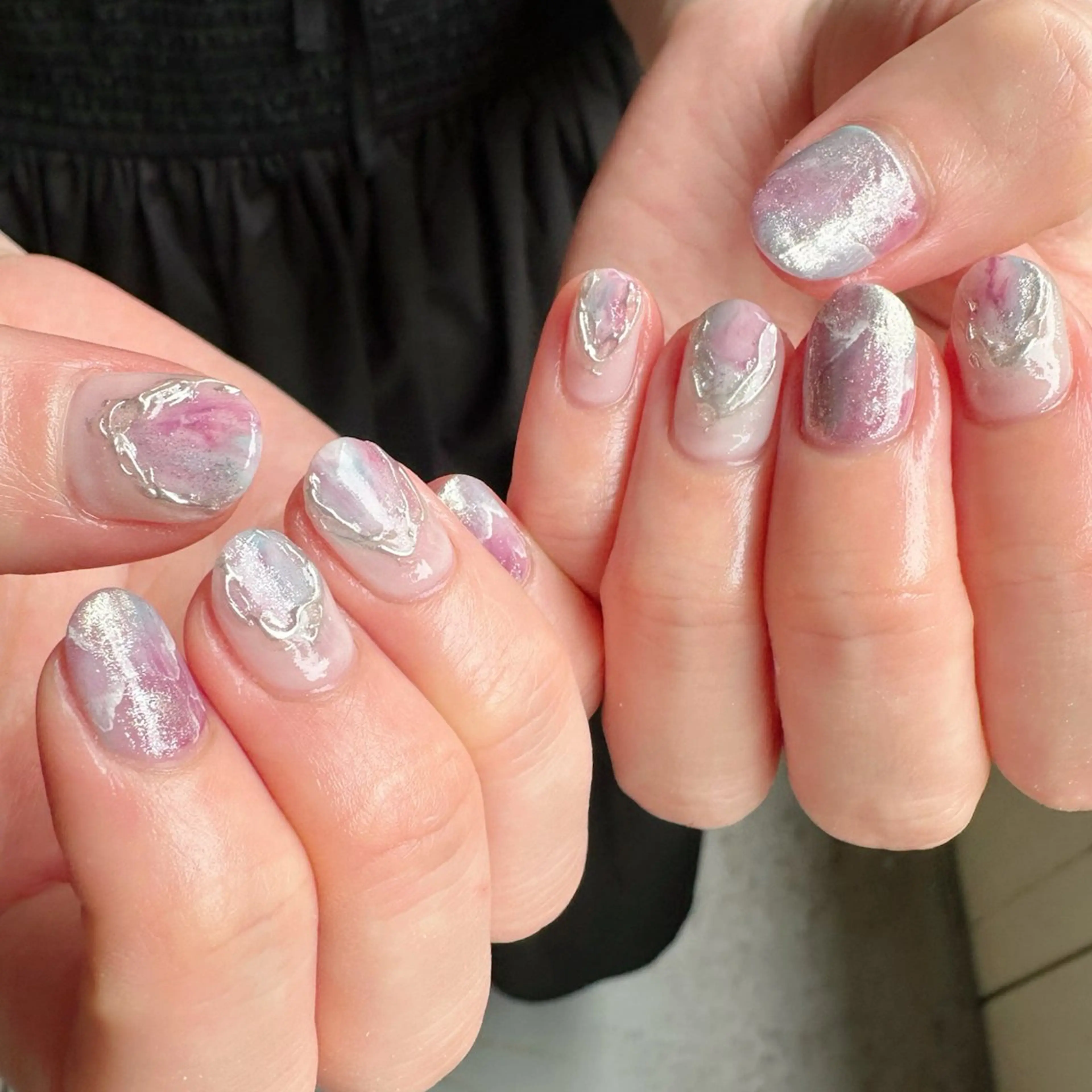 ネイル 氷ネイル・うるうるネイル 韓国ネイル 大理石ネイル(マーブル) ミラーネイル ニュアンスネイル 🪞KAPE NAIL 🪞のネイルデザイン