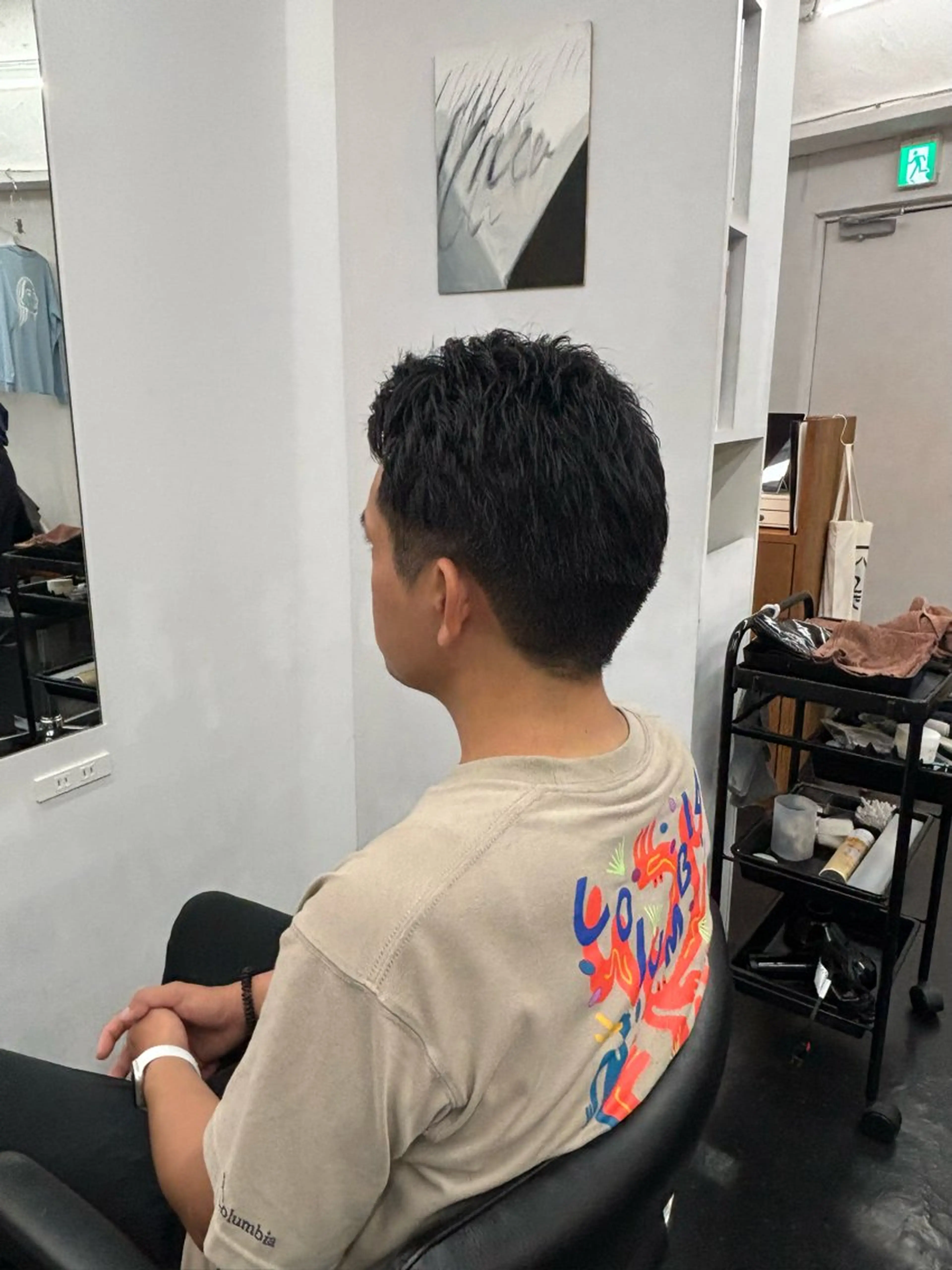 ショート メンズ アップバング カット 【ヤマザキアヤメ】 パーマモデル様募集中のヘアスタイル