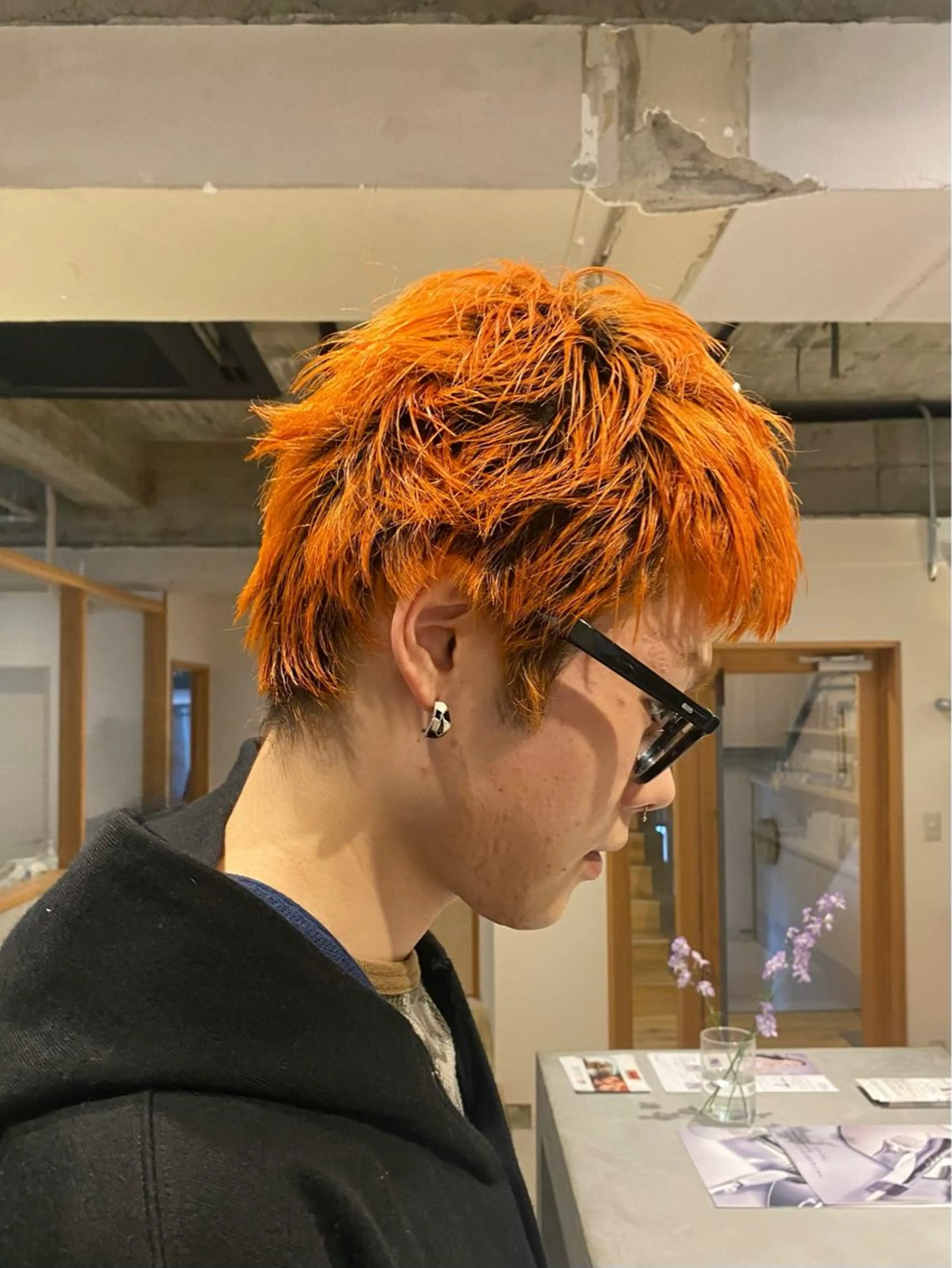 ショート カラー メンズ メンズブリーチ ブリーチ オレンジ ai ㅤのヘアスタイル