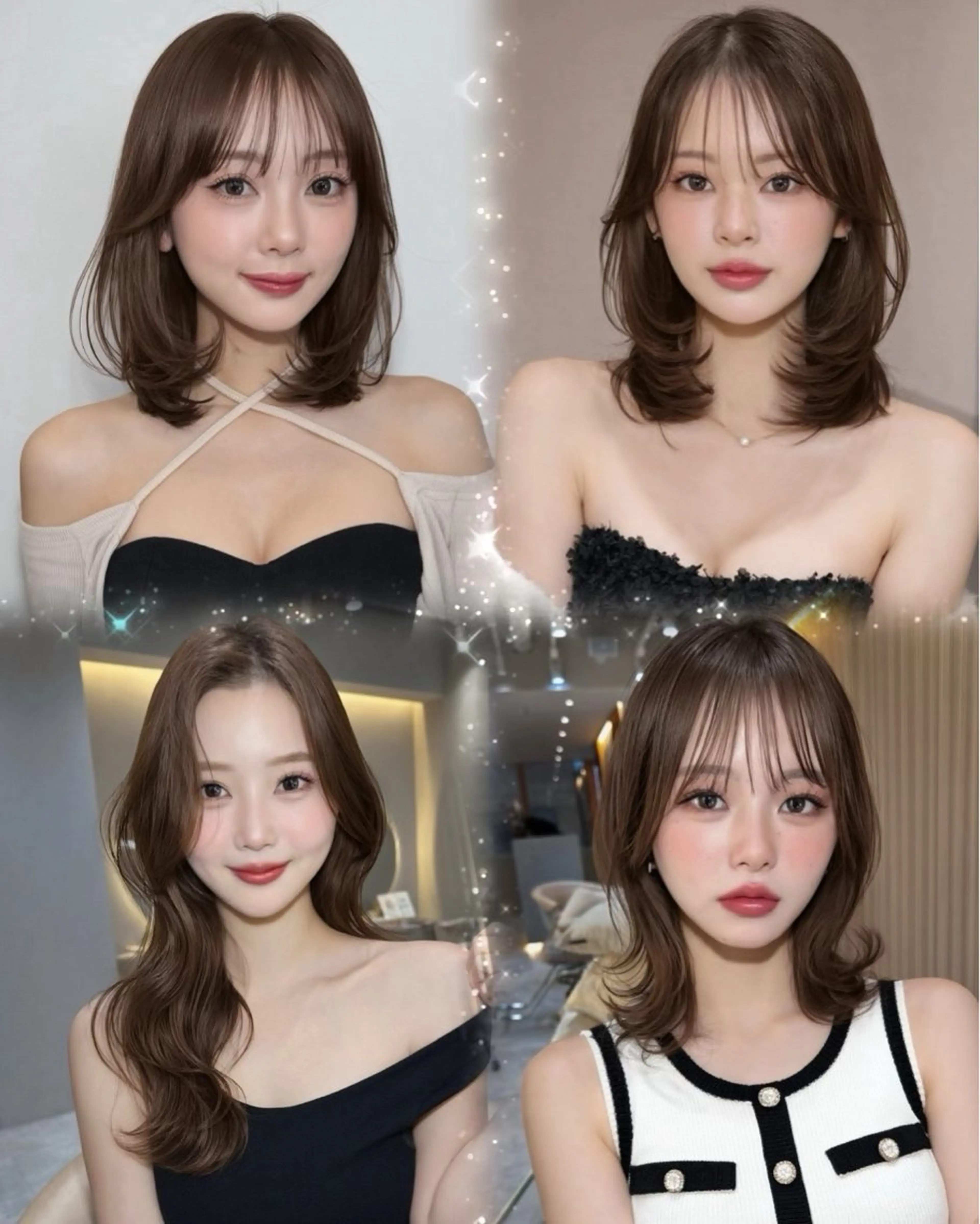 ミディアム カット 縮毛矯正 トリートメント じょー／ボブ カット/白髪ぼかしのヘアスタイル
