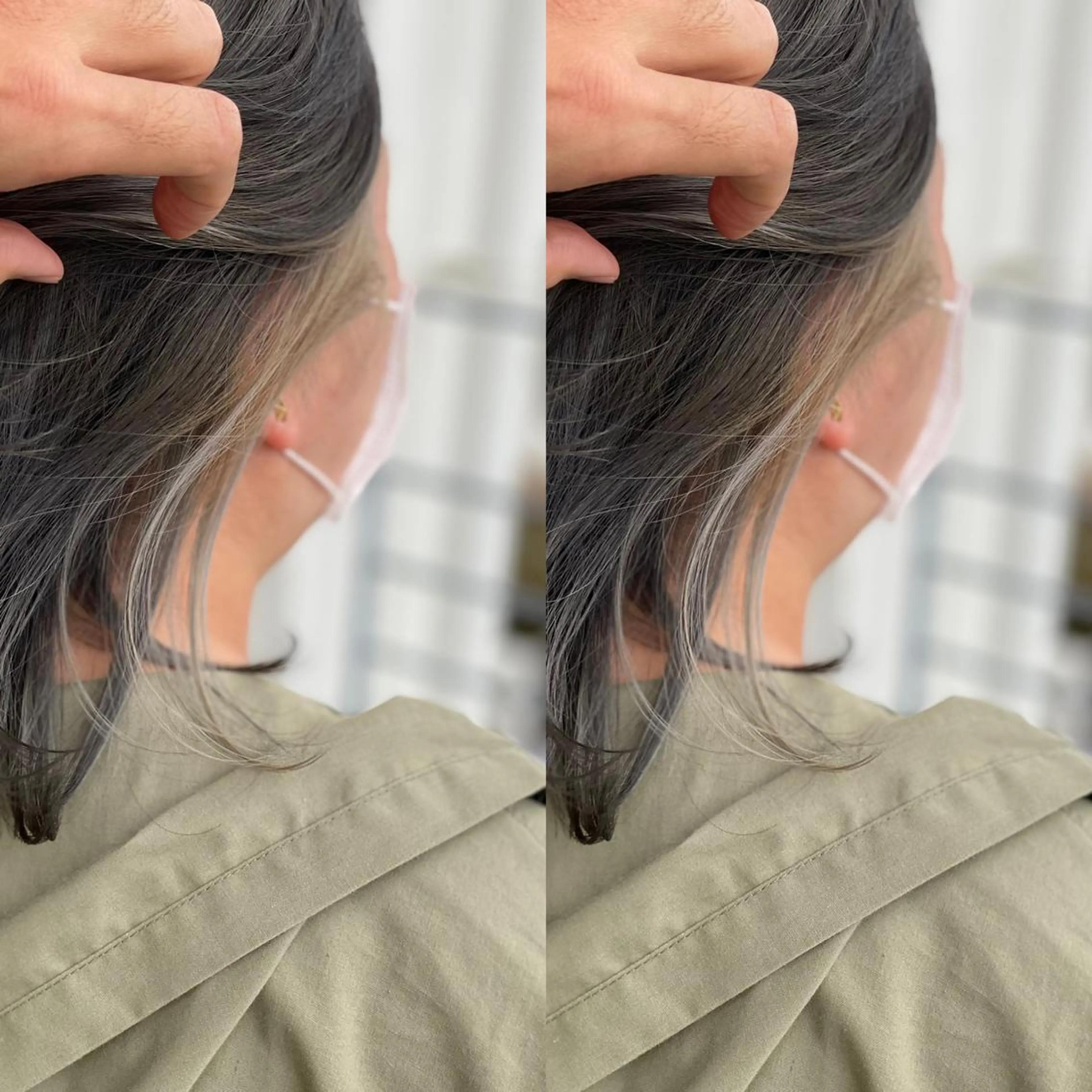 【白髪ぼかしデザイン系】もみあげ白髪もお洒落に★イヤリングカラー※ ご予約は【予約リクエスト】から受付中の写真