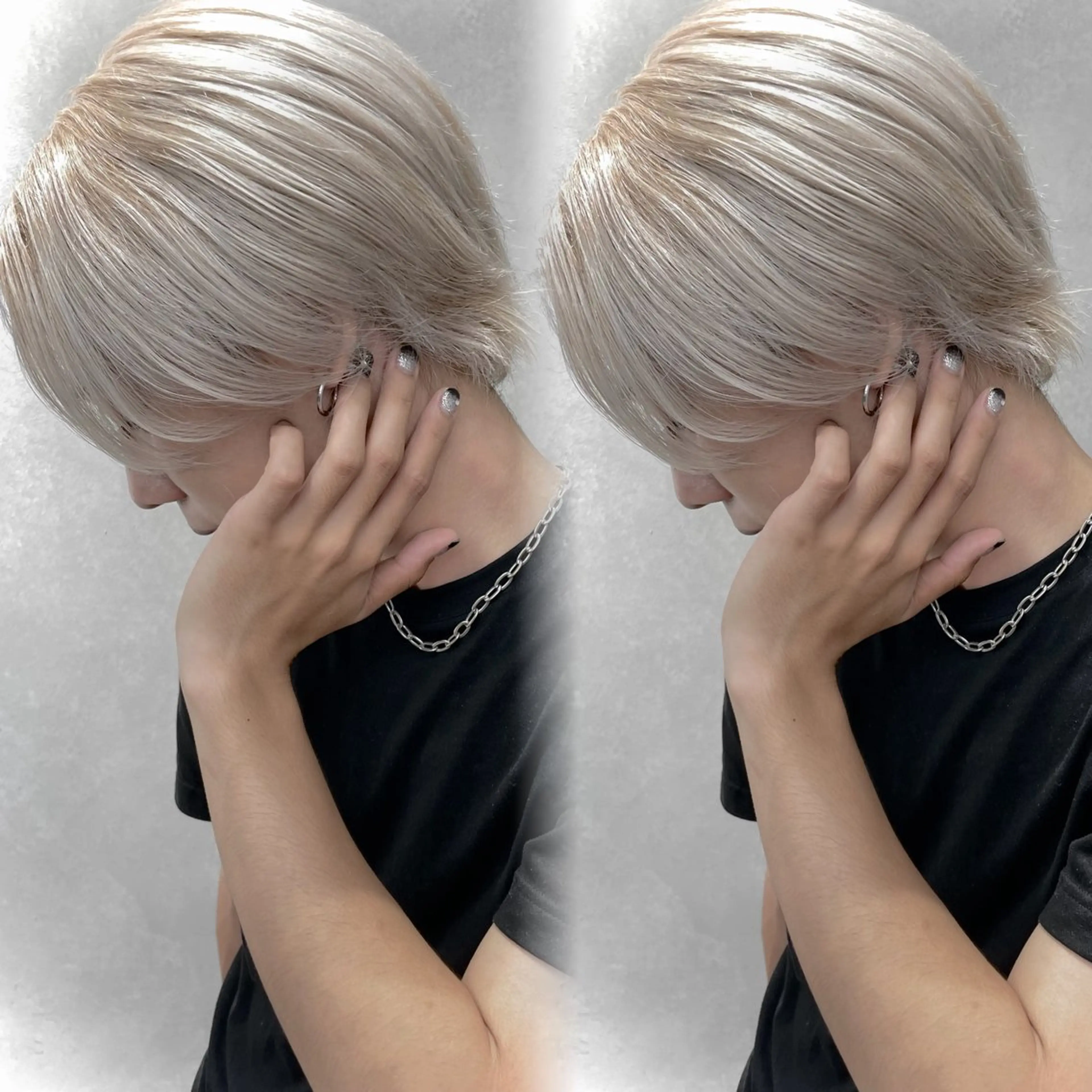 ショート カラー シルバー ヘアカラー 表参道/ハイライト バレイヤージュのヘアスタイル