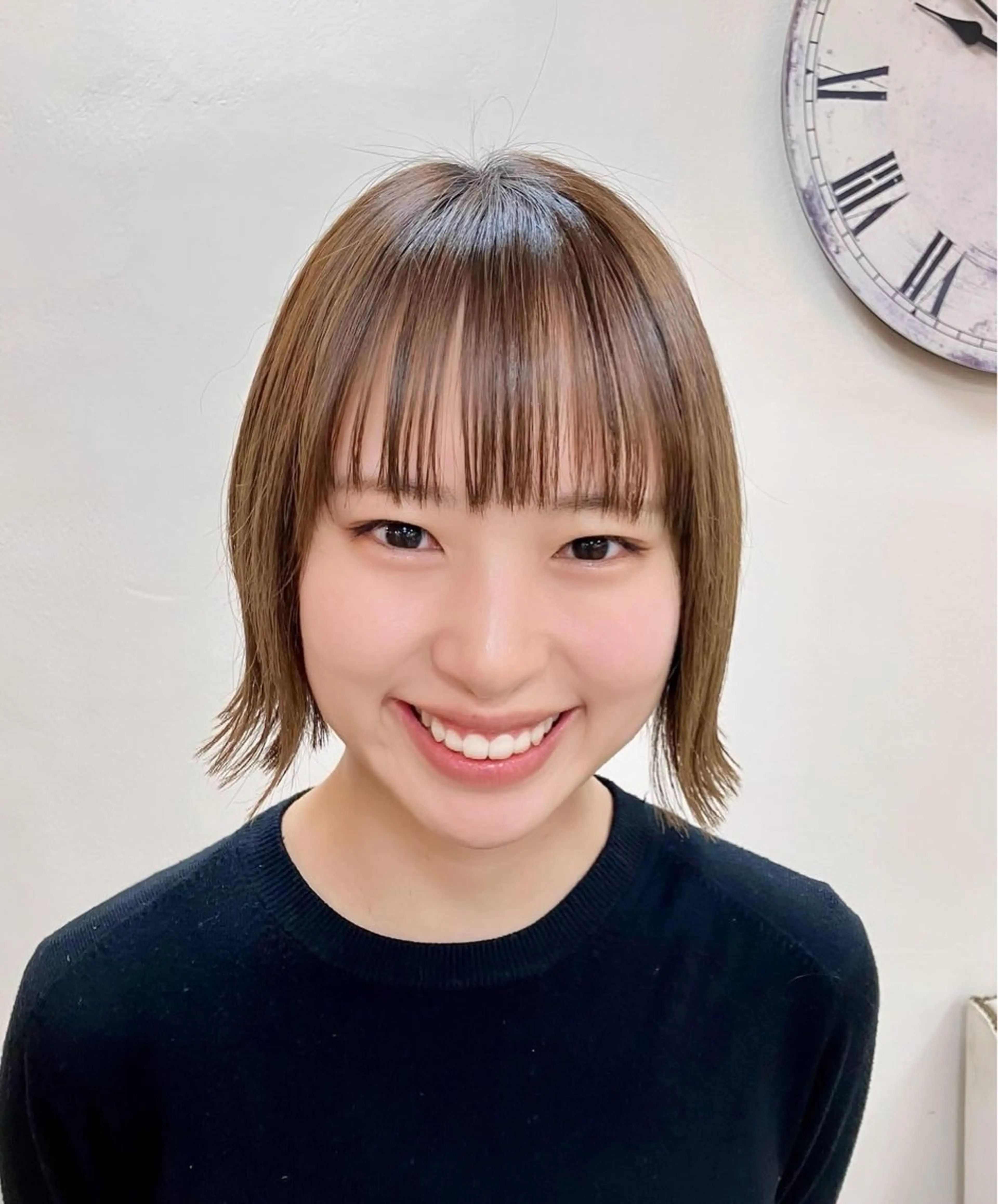 ショート 切りっぱなしボブ ボブ 外ハネヘア 似合わせ×透明感 カラー🤍MAOのヘアスタイル