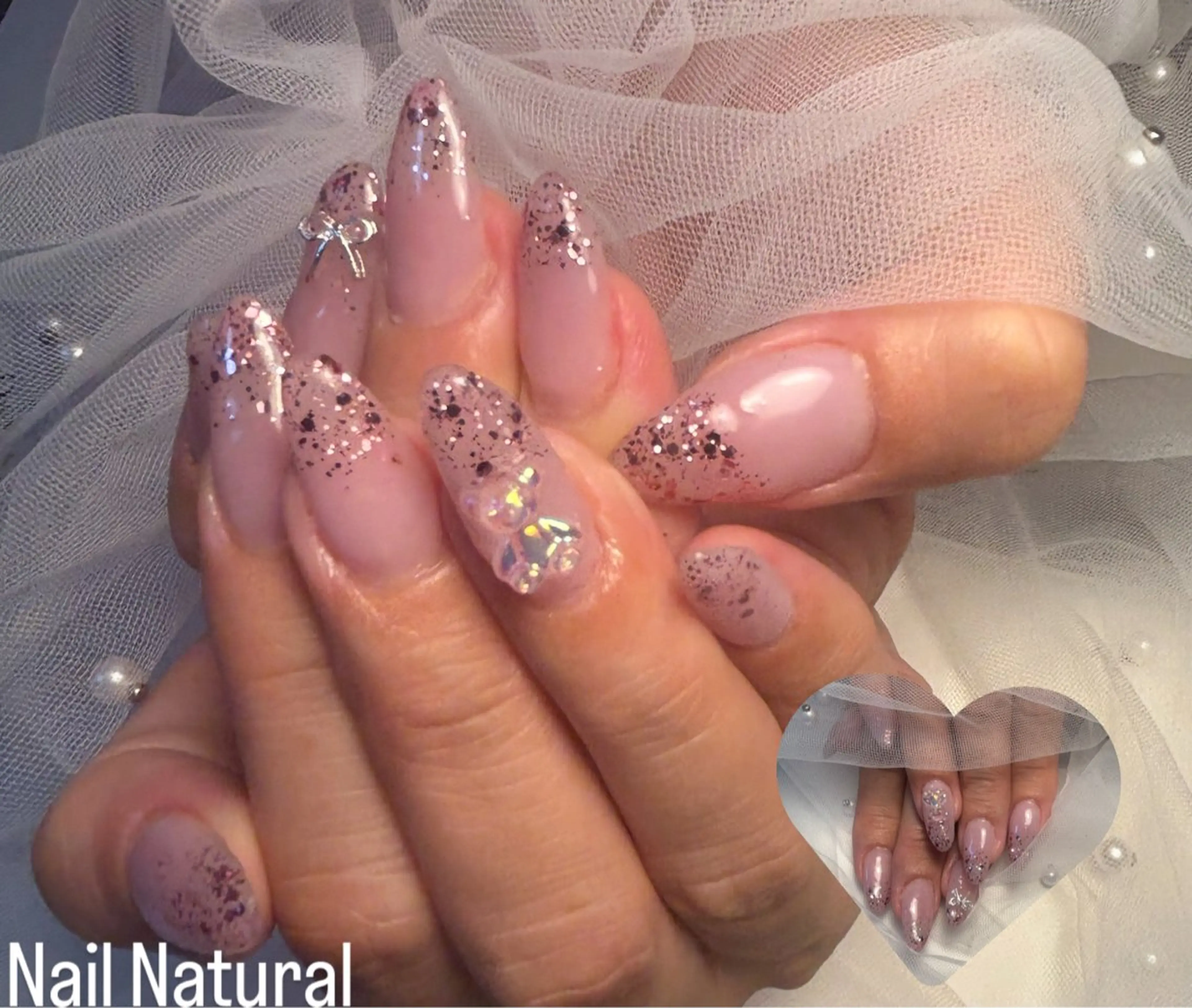 ネイル フラッシュネイル フットネイル フレンチネイル ジェルネイル ガラスフレンチ Nail salon Natulalのネイルデザイン
