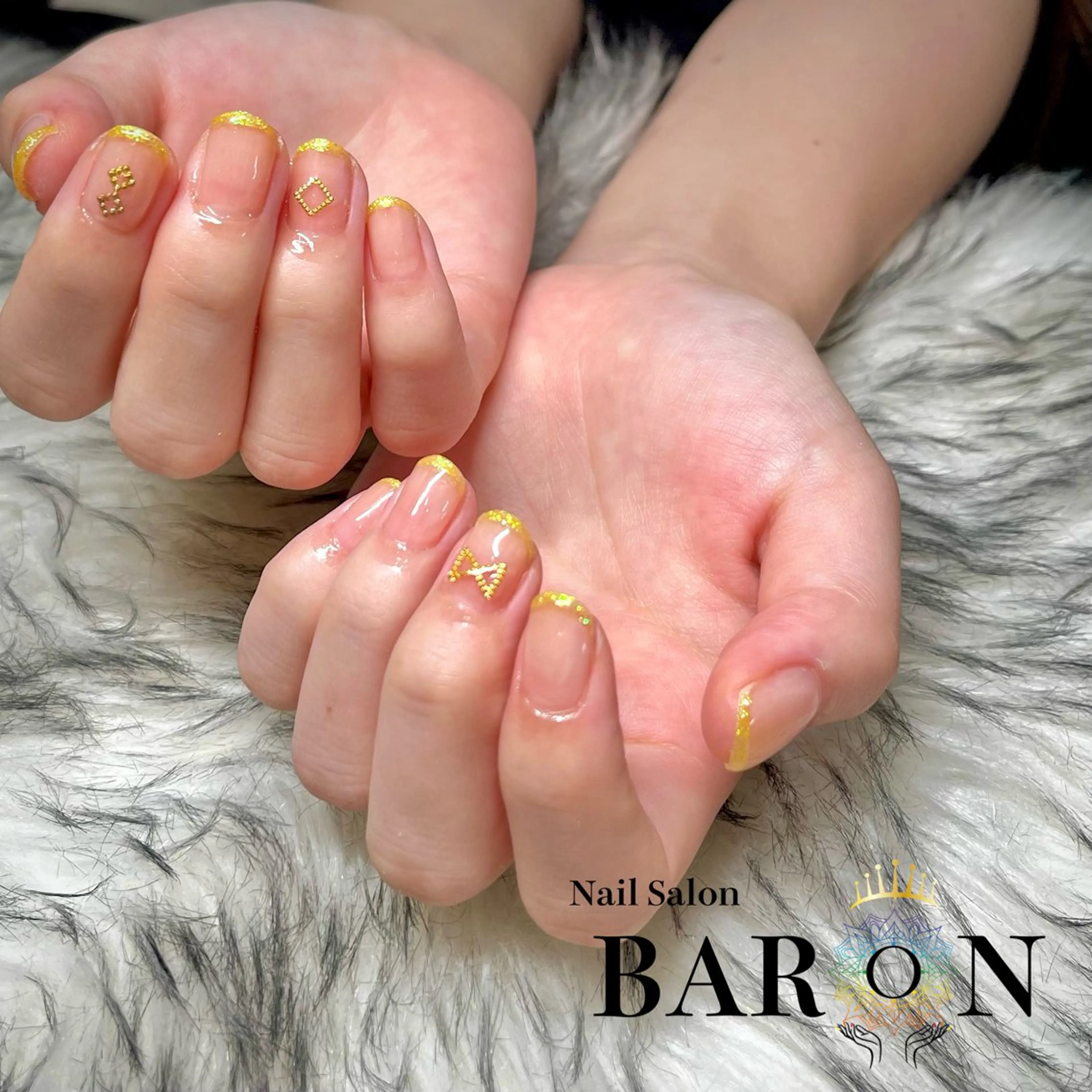ネイル ラメ(グリッター) 黄色 ハンドネイル ☆SAKI☆ BARON 店長のネイルデザイン