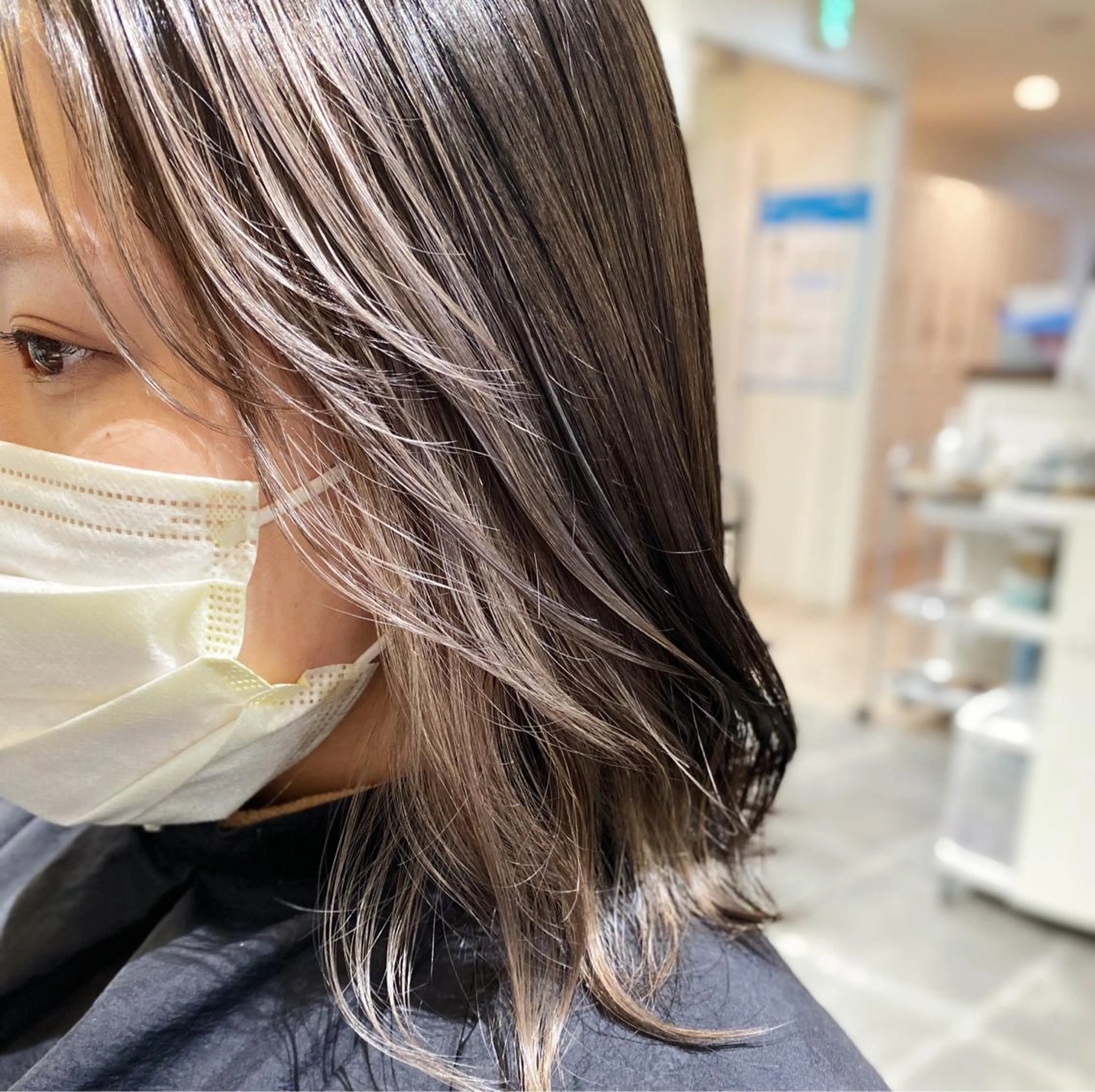 ミディアム カラー ヘアアレンジ ミストバング  フェイスフレーミング 竹内啓太 ボブのヘアスタイル