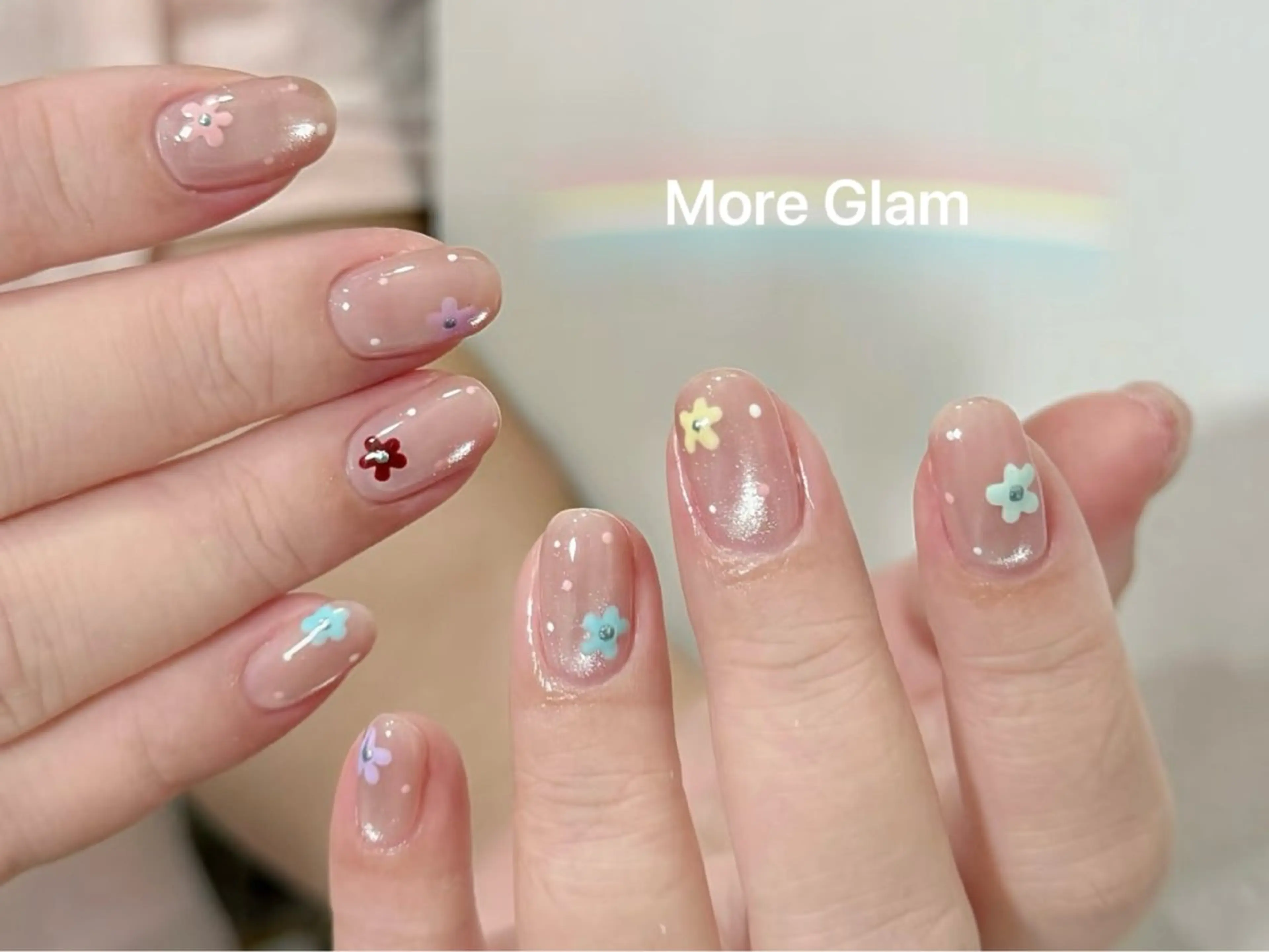 ネイル オーロラネイル カジュアル 長さ出し フレンチネイル ジェルネイル MoriseNail Jr研修💜イシダのネイルデザイン