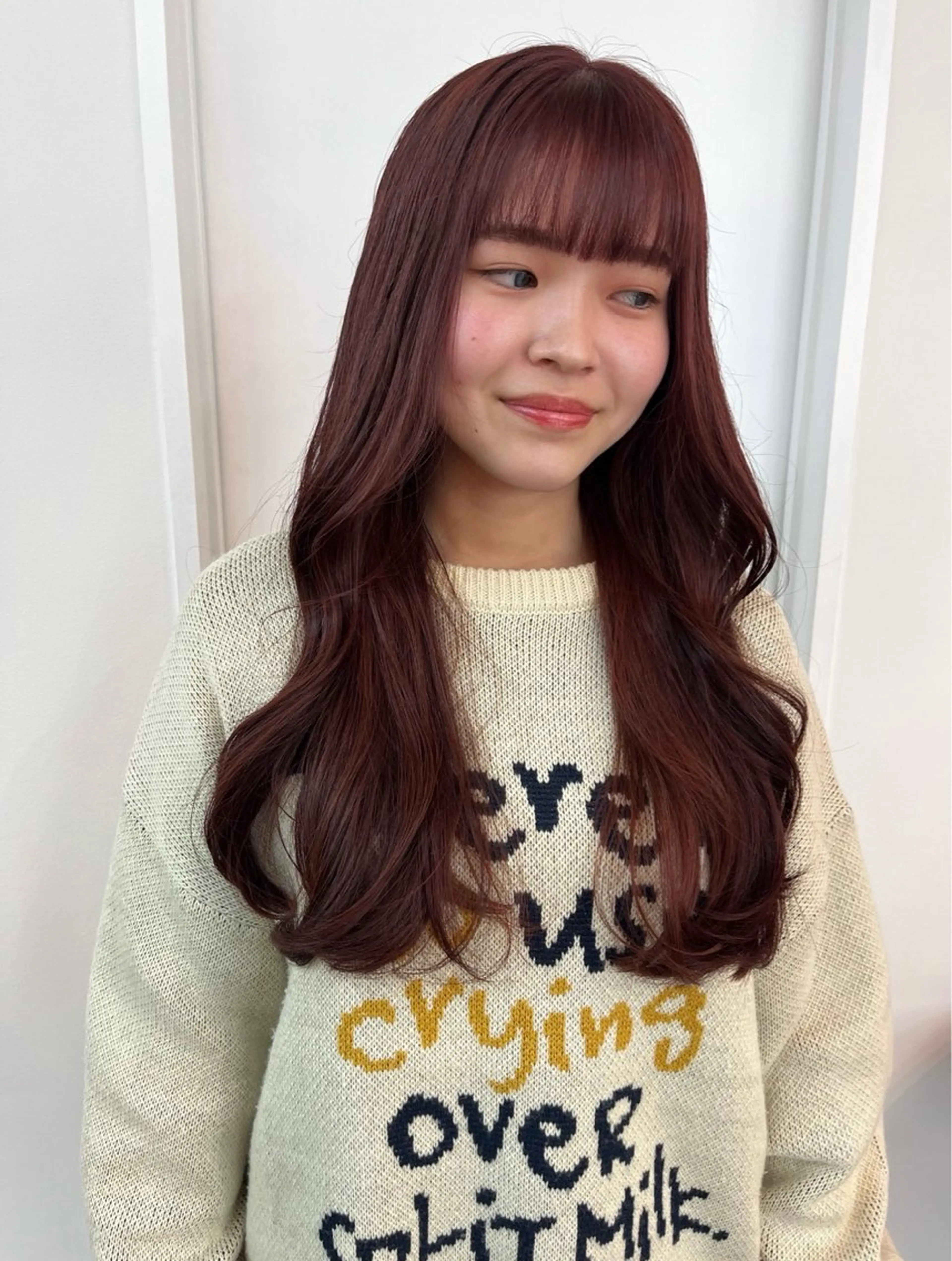 ロング カラー ブリーチ ダブルカラー ブリーチなしカラー レッドカラー レイヤーカット/韓国 ヘア/ honokaのヘアスタイル