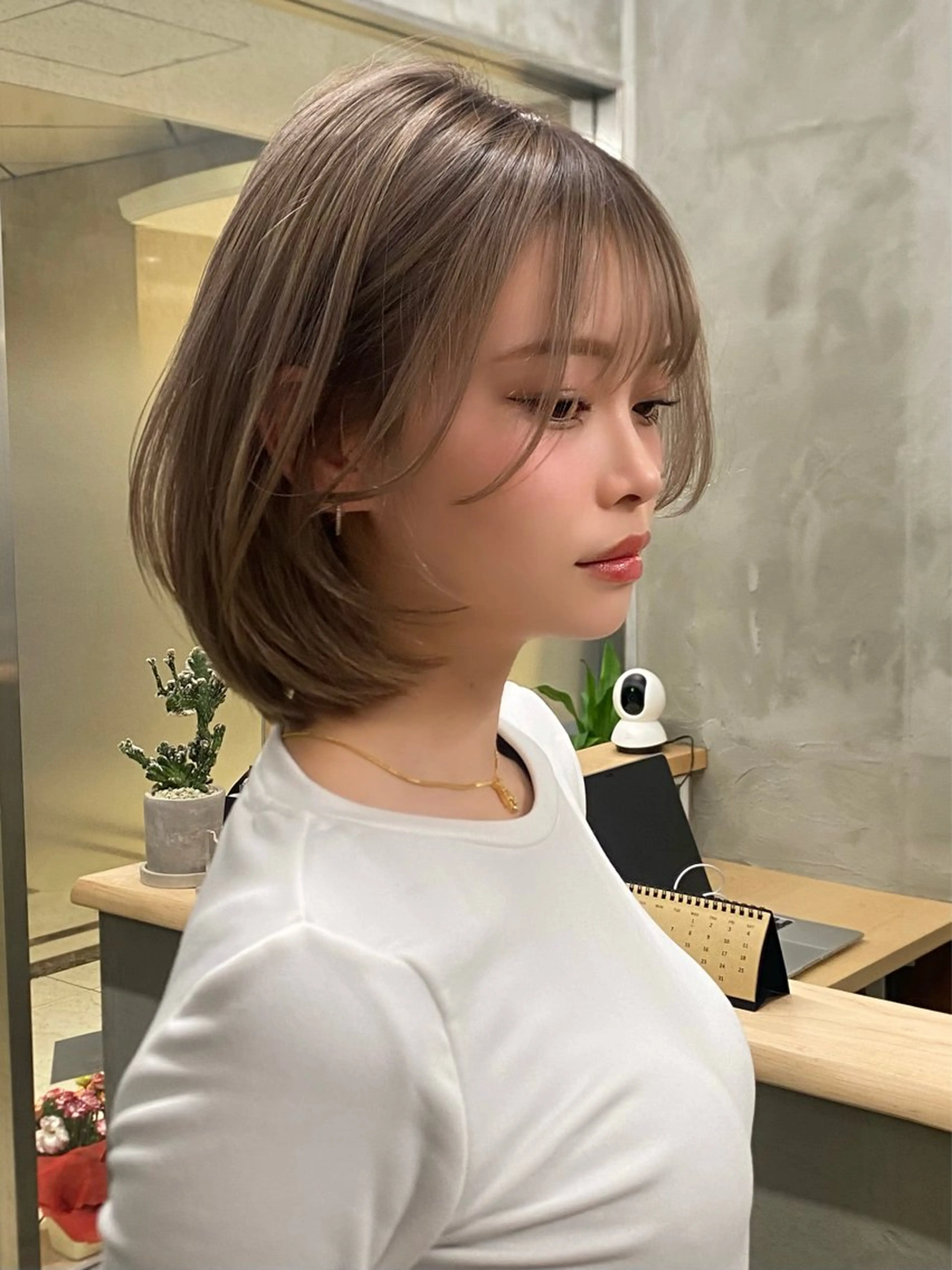 ショート カラー ヘアカラー トリートメント ハイライト、レイヤー カット/西梅田/中西のヘアスタイル