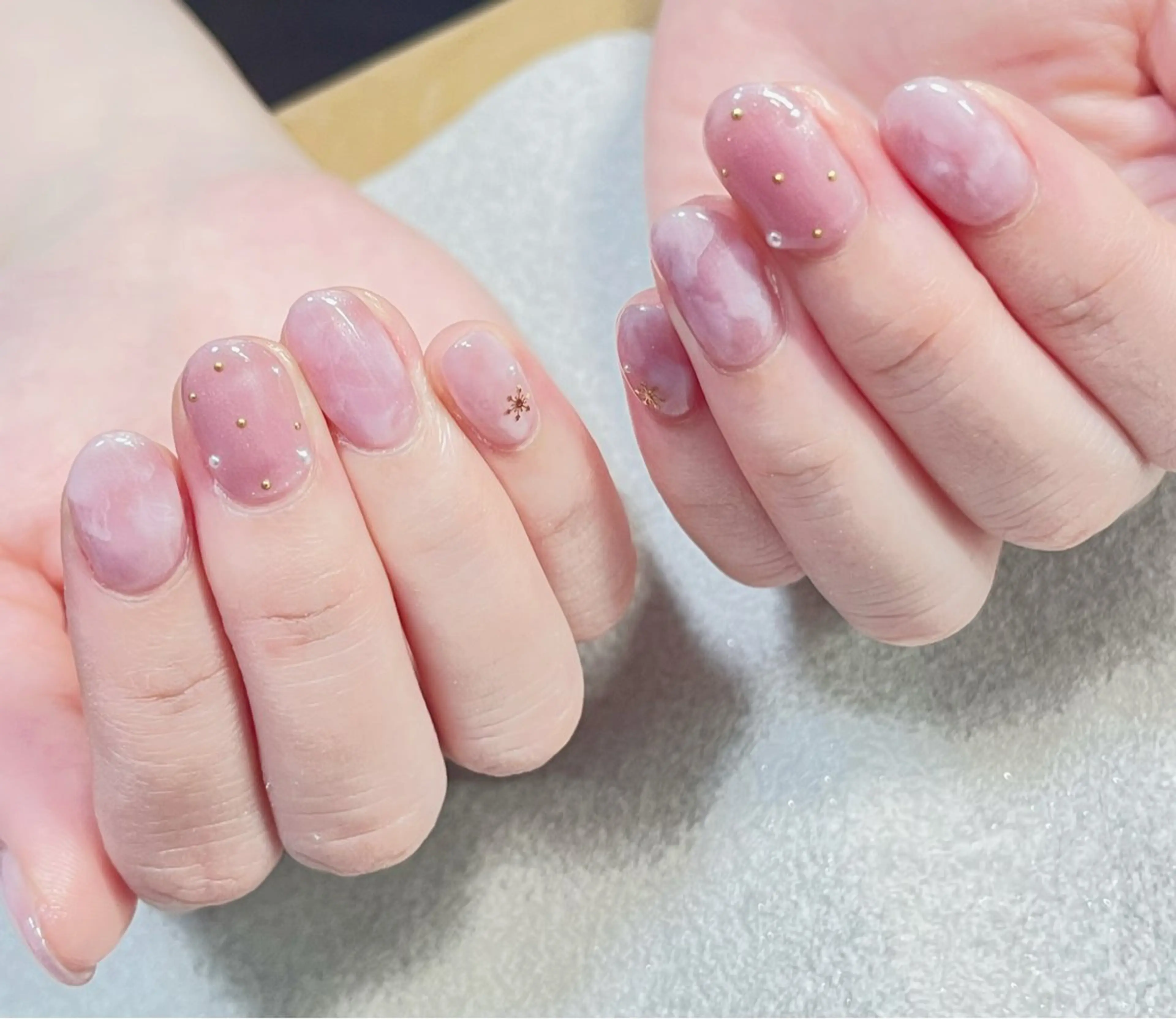 ネイル 大理石ネイル(マーブル) ニュアンスネイル ピンク ネイルスペースR 小林のネイルデザイン