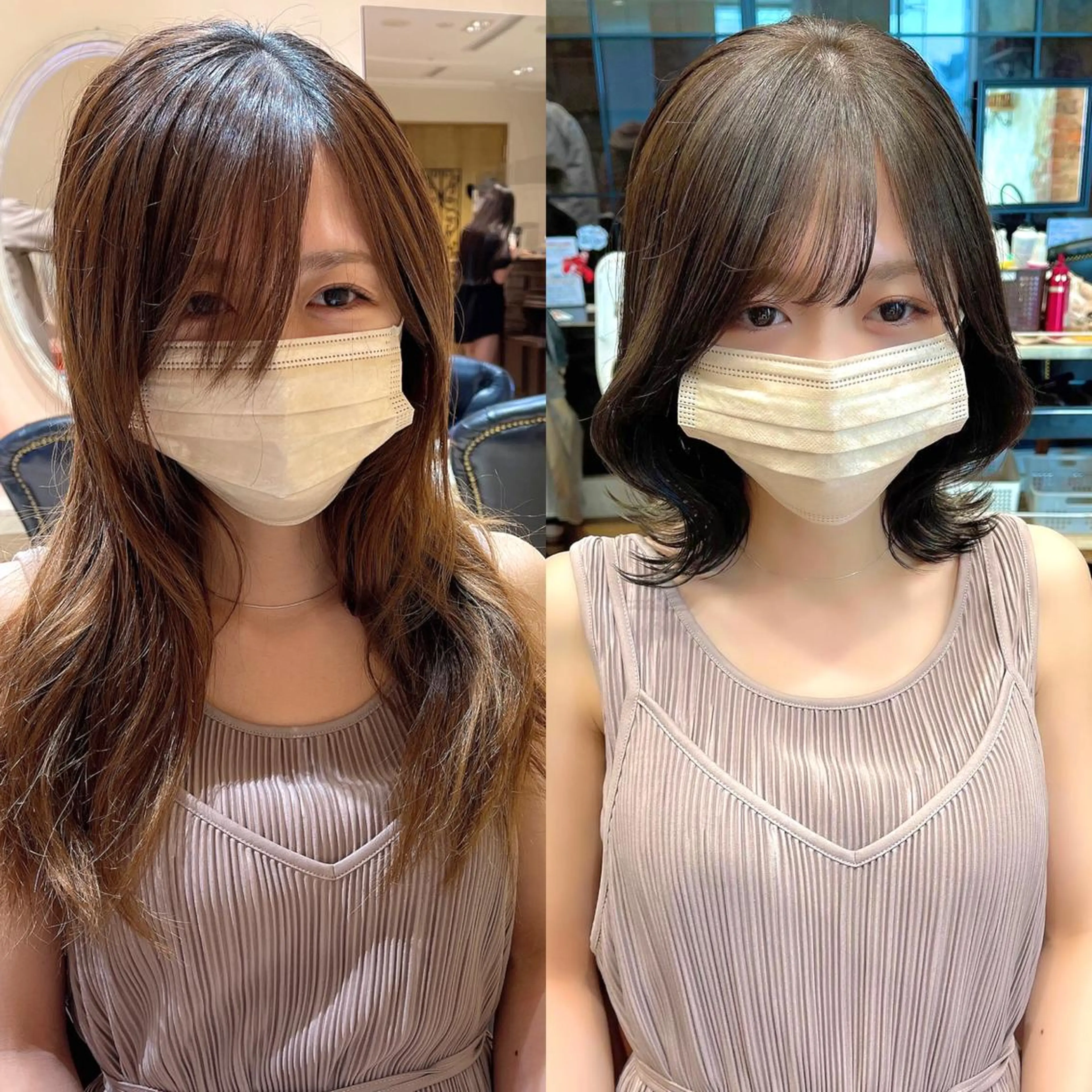 ミディアム カラー パーマ ヘアアレンジ イルミナカラー ボブ くびれヘア 髪質改善 トリートメント 日本一の小顔カット/ ボブ/顔周り/韓国のヘアスタイル