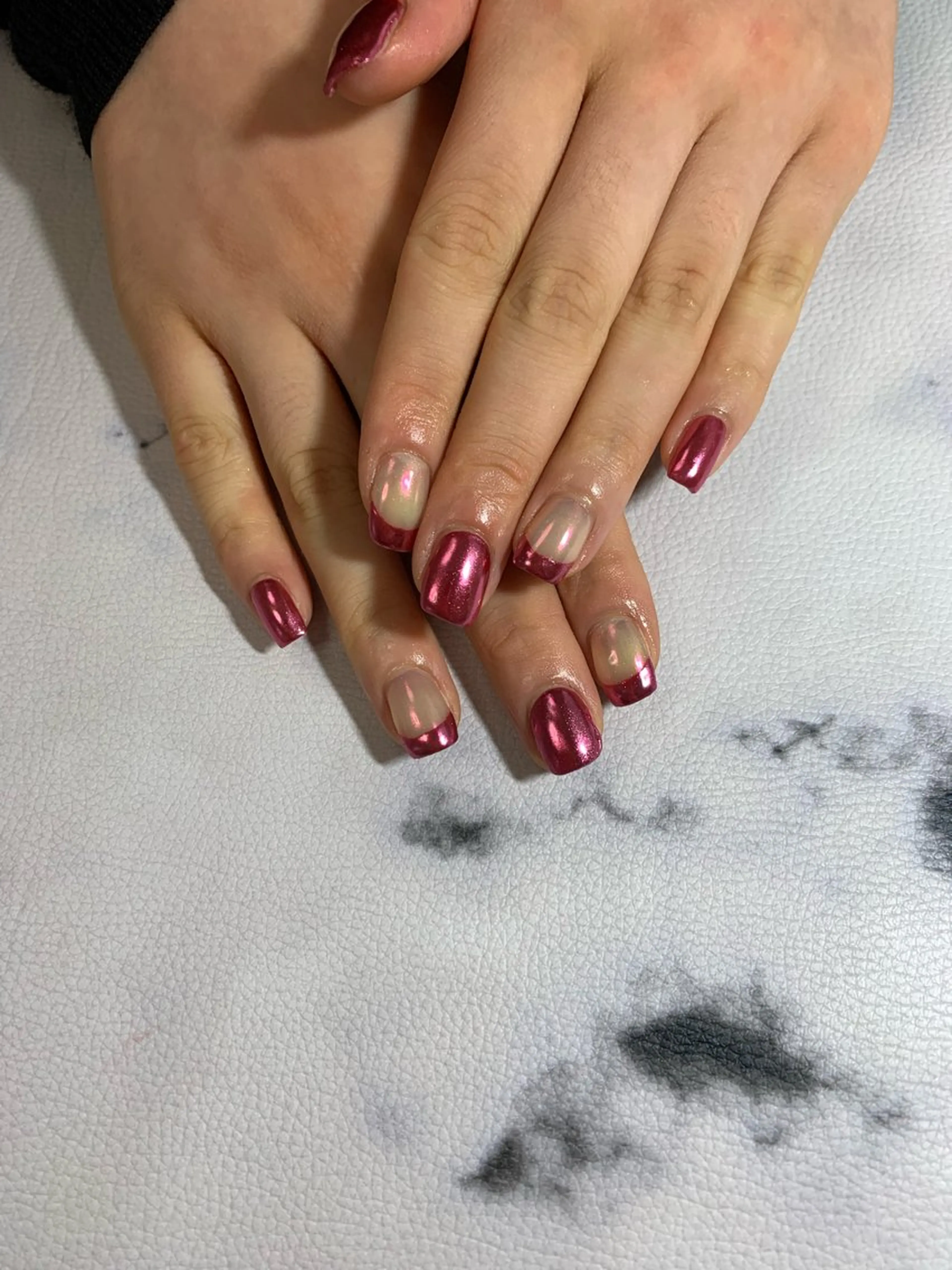 ネイル フレンチネイル ミラーネイル 冬ネイル クリスマス Coconail 恭子のネイルデザイン