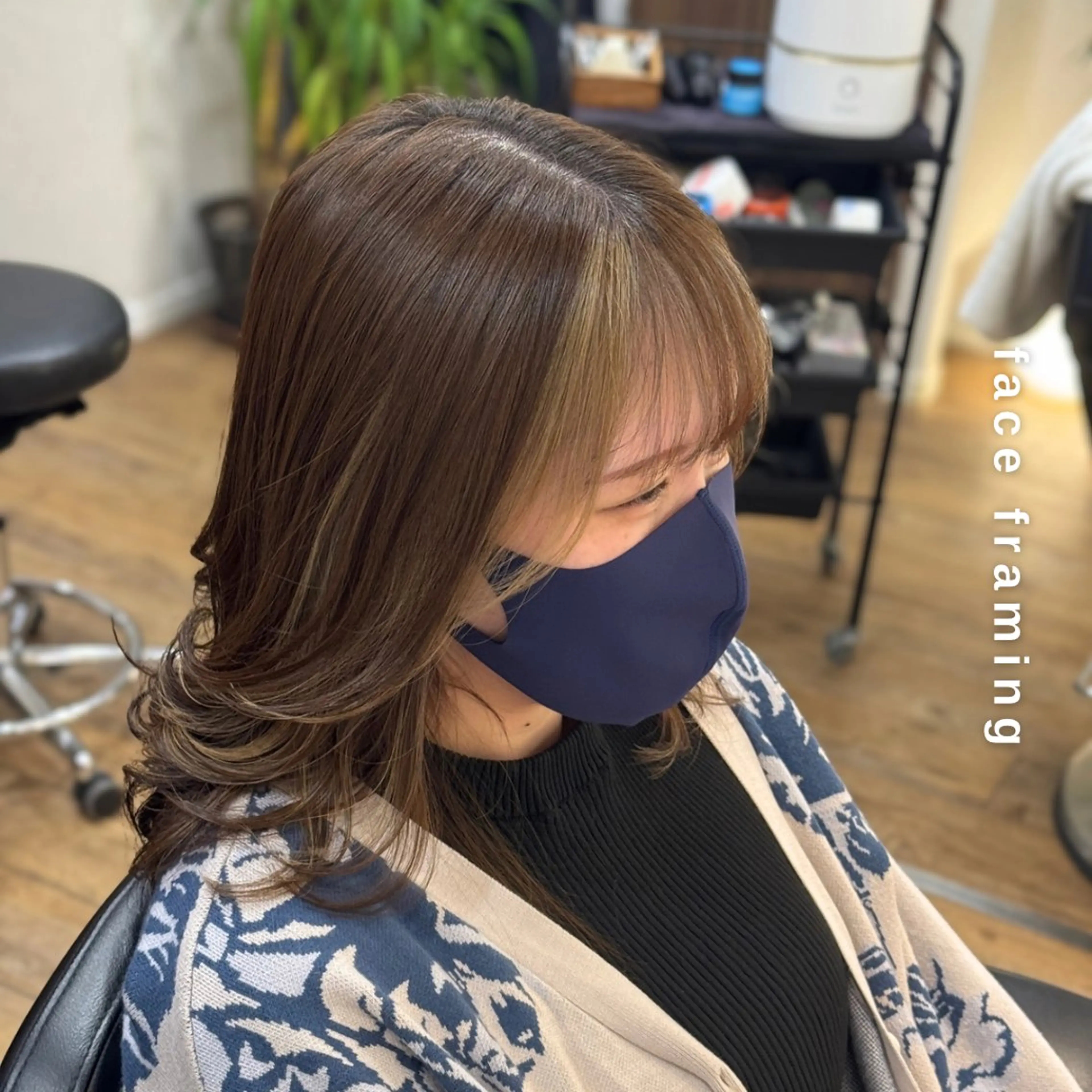 ロング カラー ミストバング ブリーチ  フェイスフレーミング ハイライトカラー ハイライト ヘアカラー トリートメント ヘアセット しんのすけ /モデルさん募集中のヘアスタイル