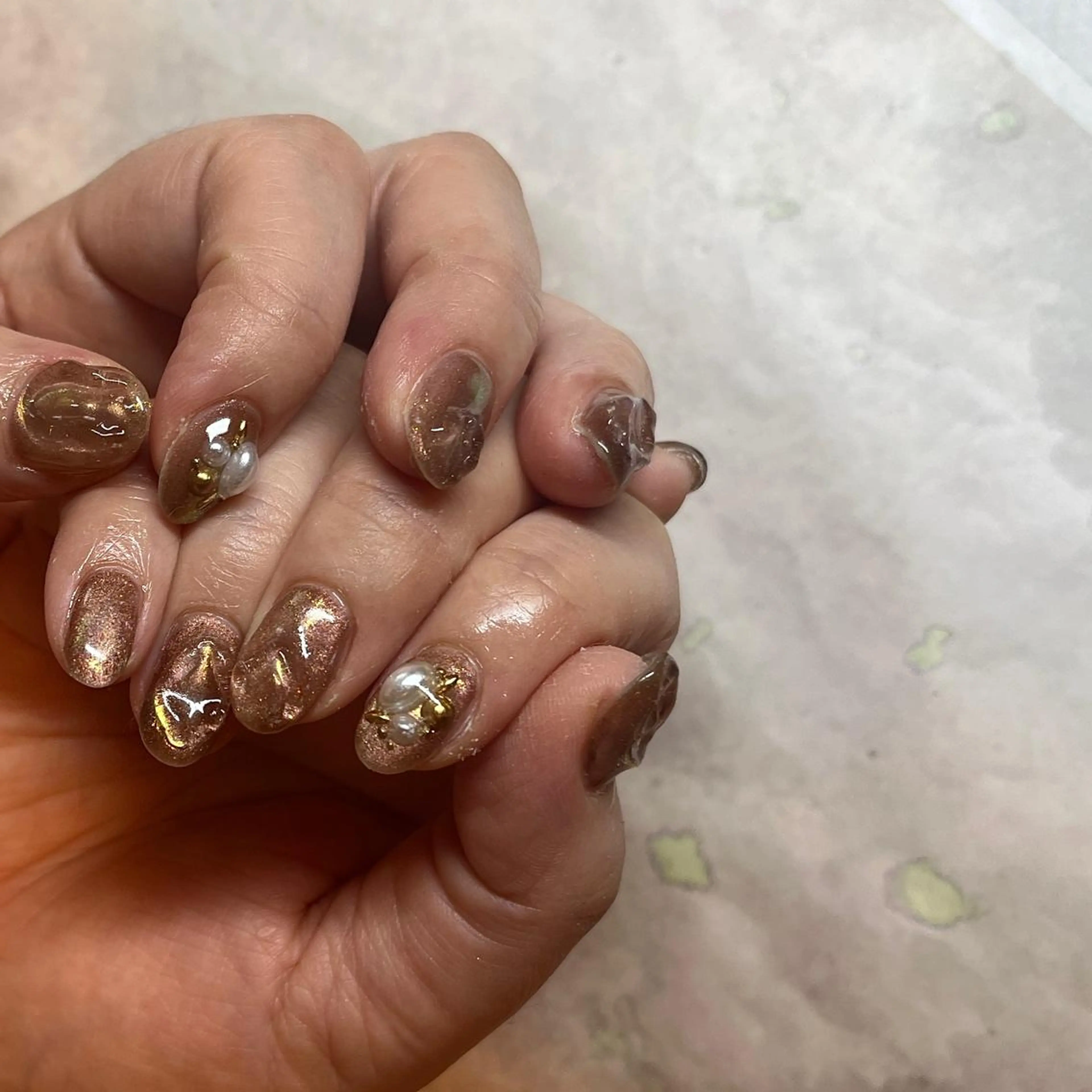 ネイル アートネイル オーロラネイル マグネットネイル ぷっくりネイル シンプルネイル フリーランス¨̮⃝ ネイリストOKADAのネイルデザイン