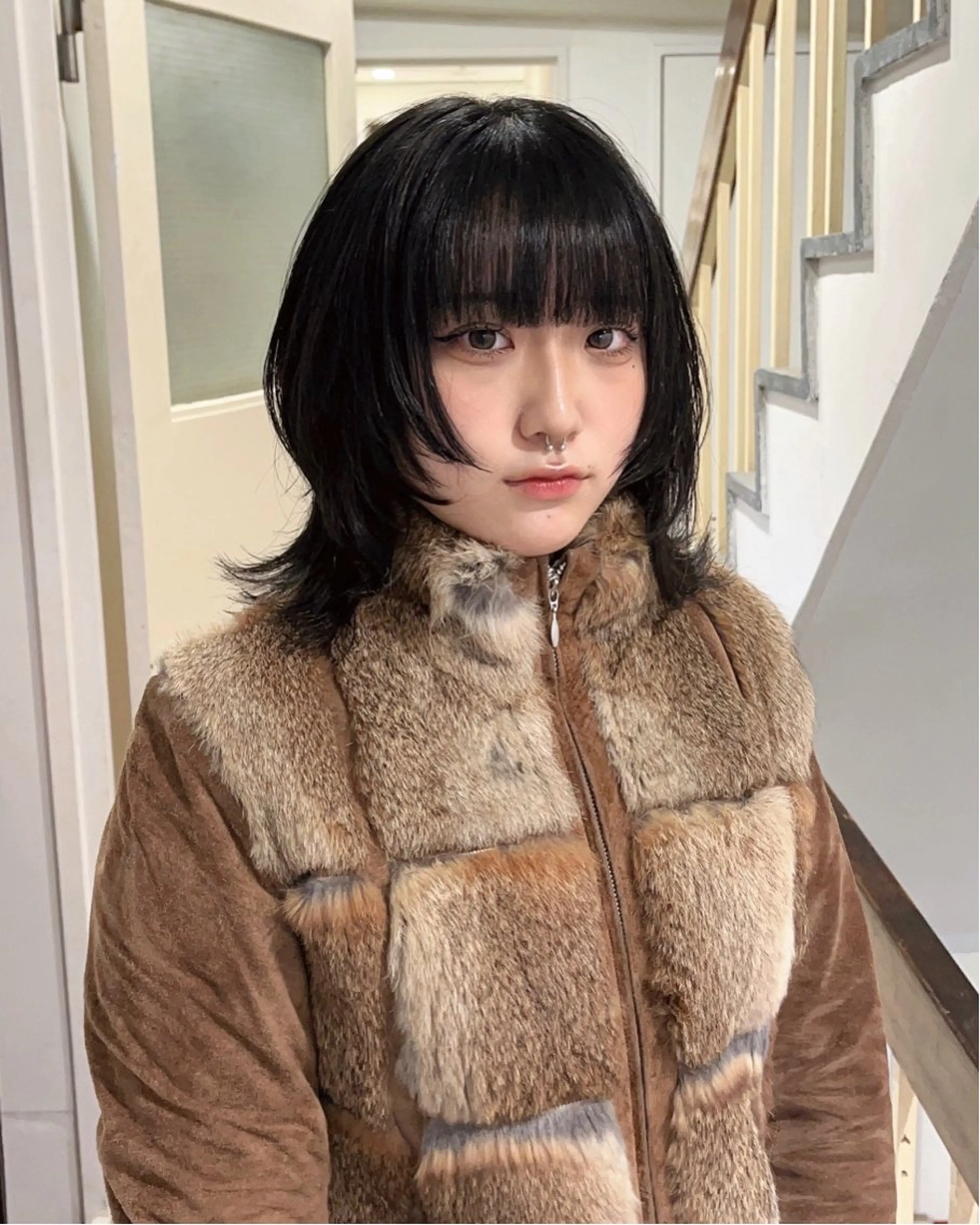 ミディアム 顔周りカット 似合わせカット ウルフカット カット ウルフ/レイヤー /パーマ/島田陽稀のヘアスタイル