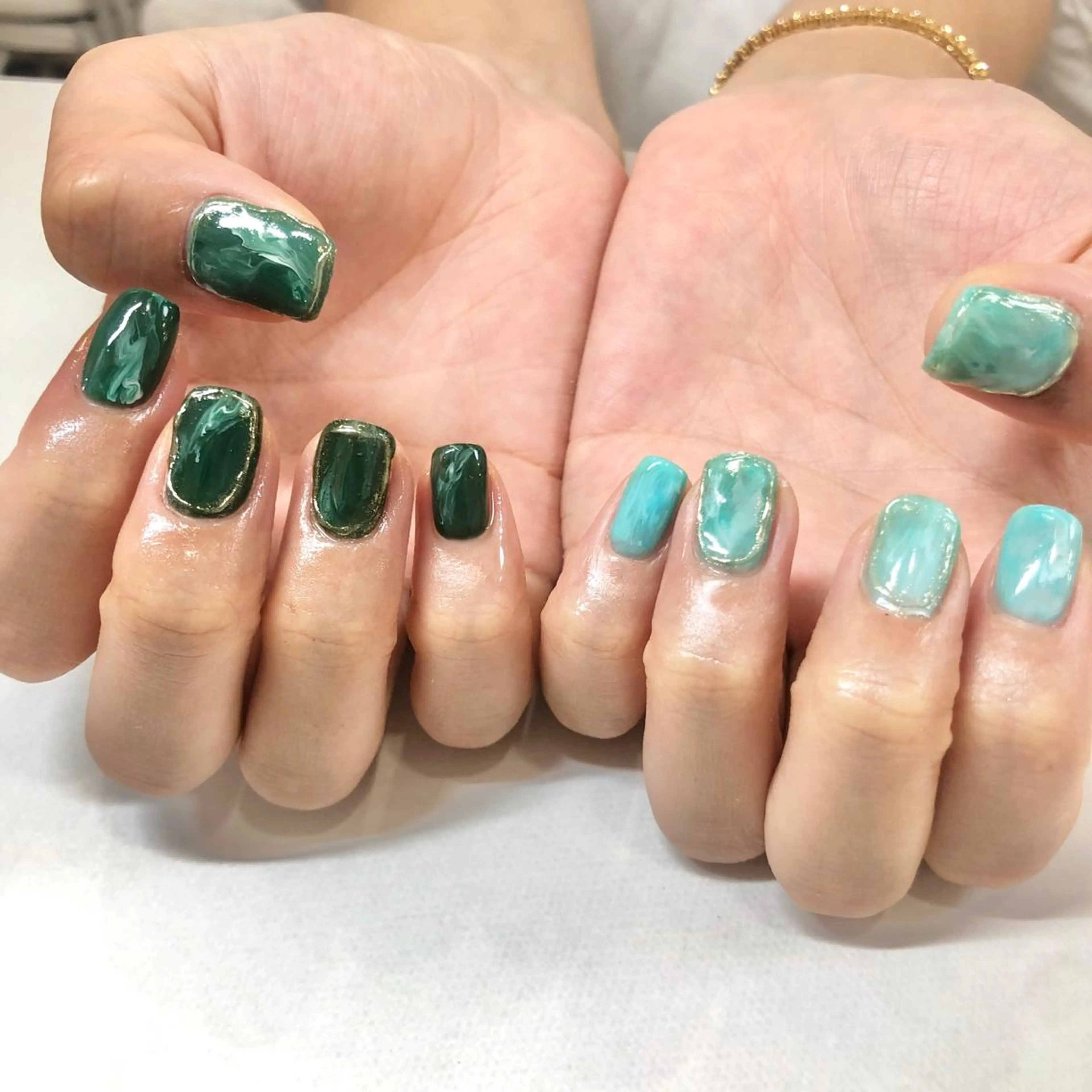 ネイル グリーン ハンドネイル フットネイル 🎀AYAKO 🎀中韓ネイルのネイルデザイン