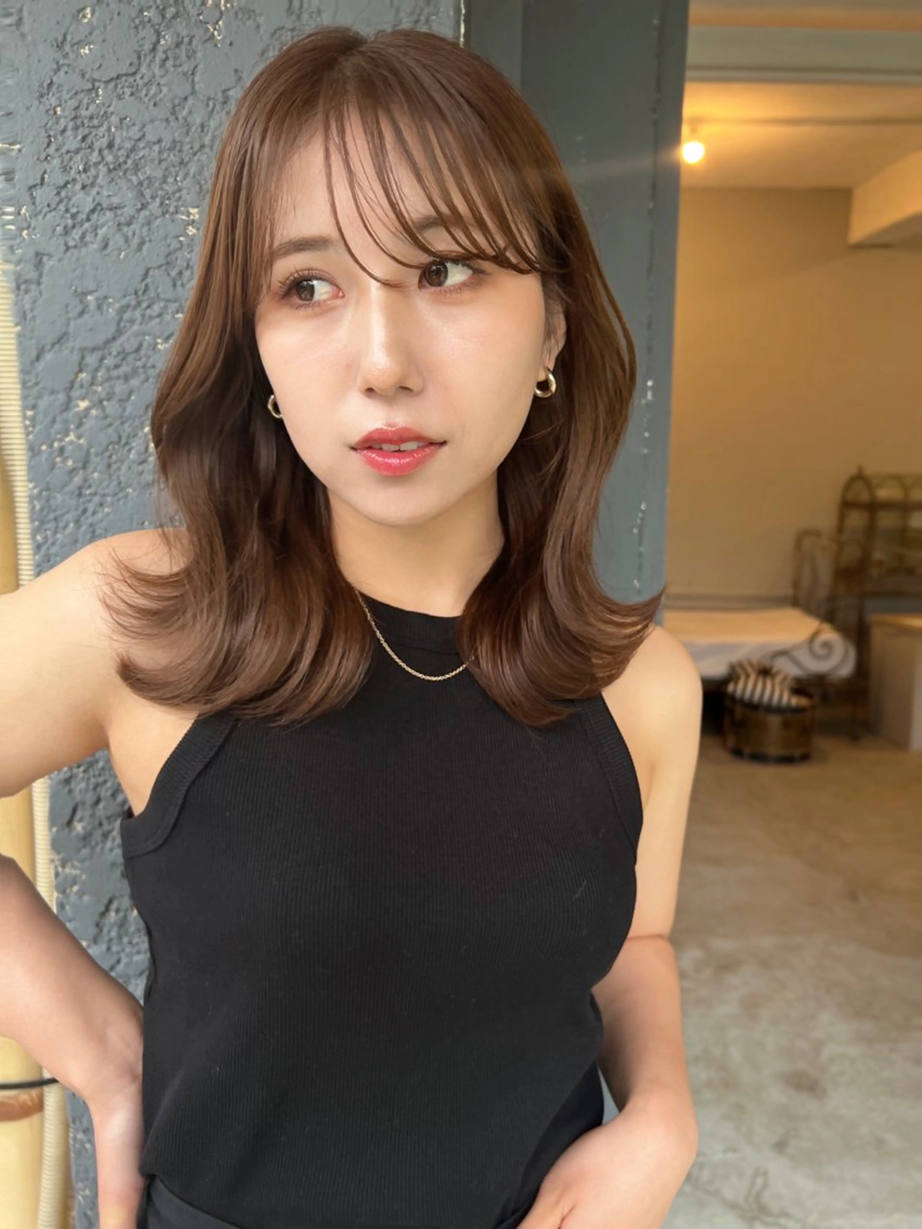 ミディアム くびれヘア 韓国風ヘア カット トリートメント 韓国モテhair🍑 momoのヘアスタイル