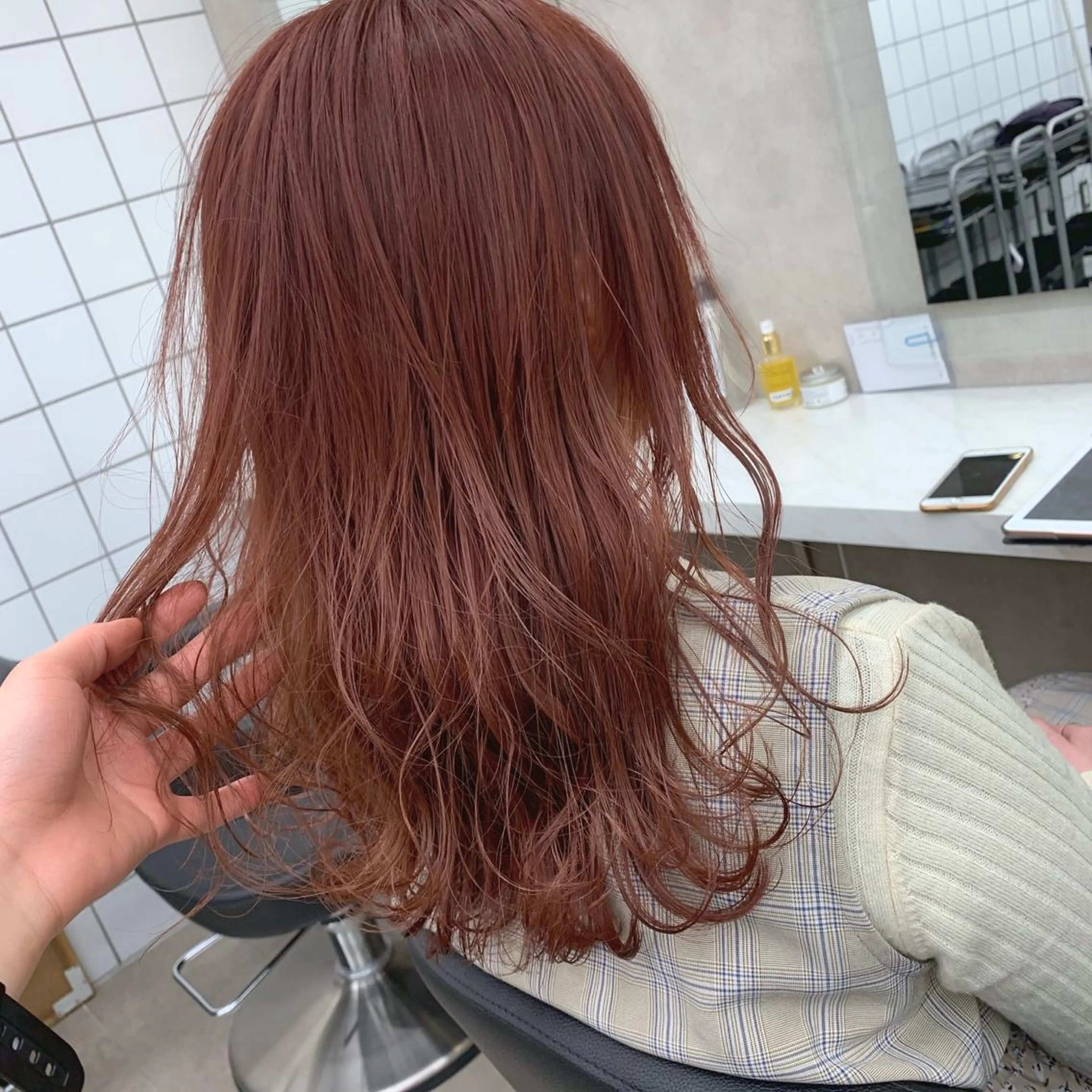 セミロング カラー ヘアアレンジ ベージュカラー オレンジ オレンジベージュ 美髪矯正/透明感カラ ー🫧YUUKI🫧のヘアスタイル