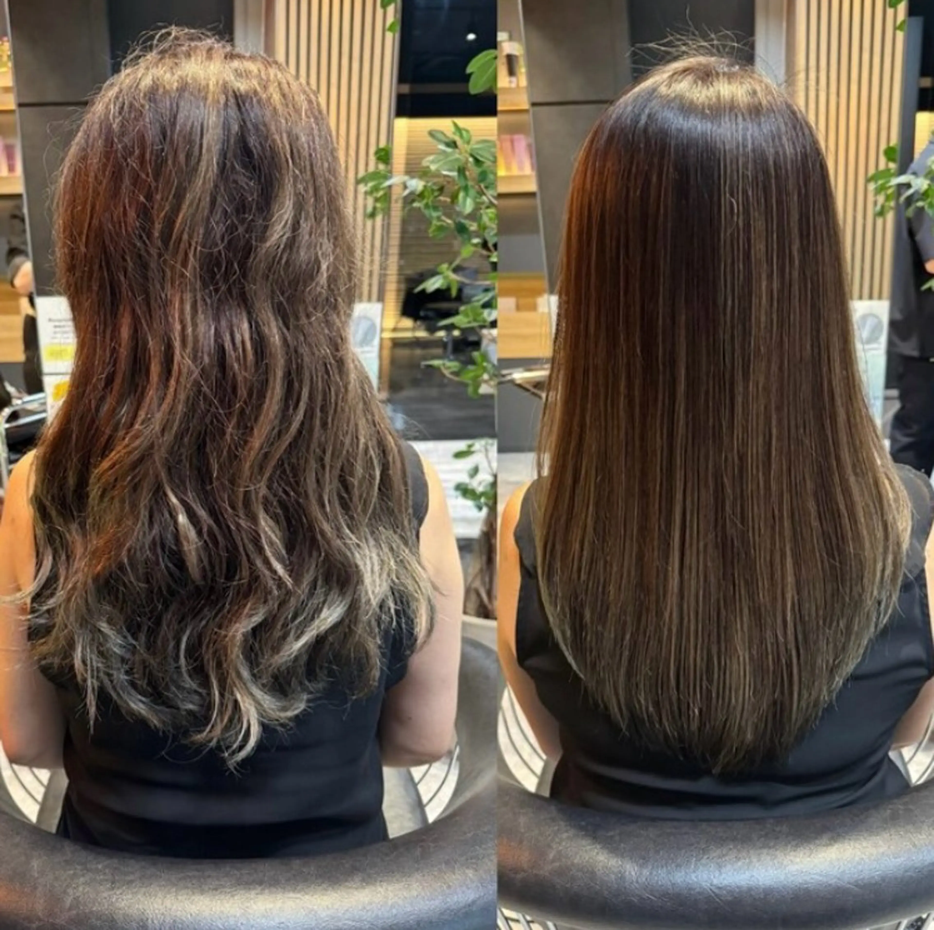 ロング ヘアカラー トリートメント 美髪矯正/酸性ストレ ート/艶カラー/堅田のヘアスタイル