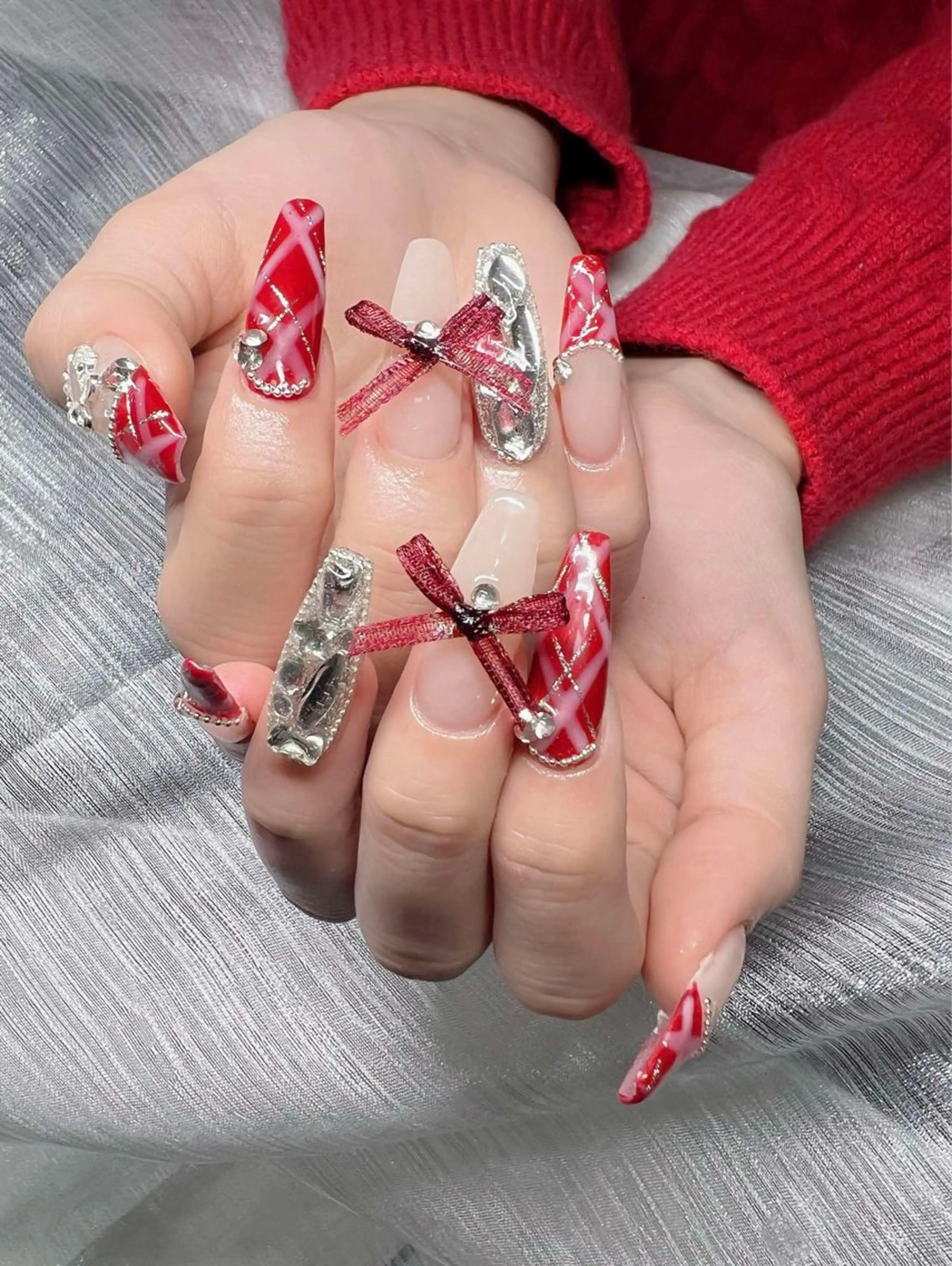 ネイル 長さ出し グラデーション キラキラネイル マグネットネイル ミラーネイル Lee Nails チップ長さだし専門店のネイルデザイン