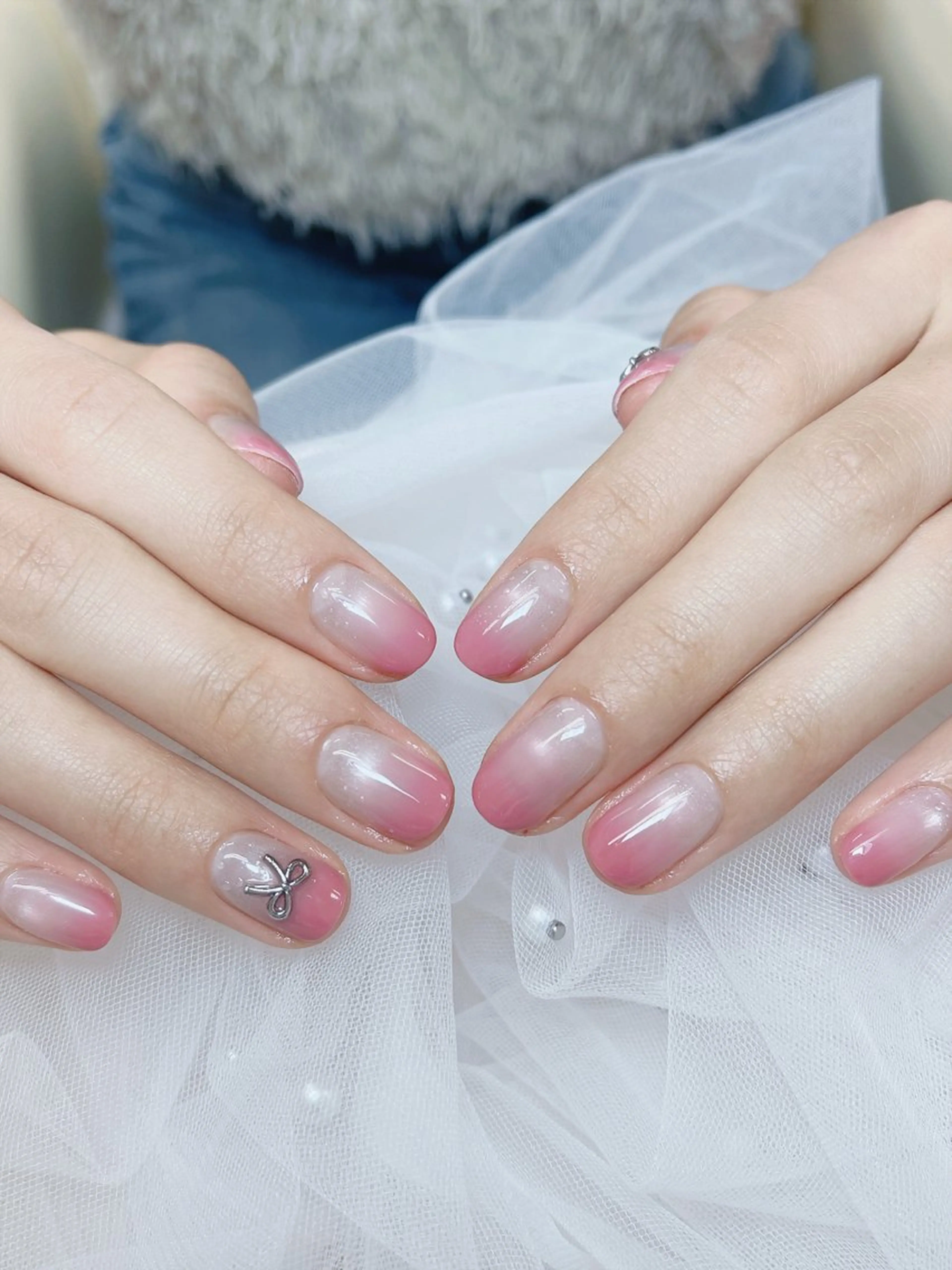 ネイル チークネイル フレンチネイル グラデーション 氷ネイル・うるうるネイル キラキラネイル ハンドネイル DUO   MI nail salonのネイルデザイン