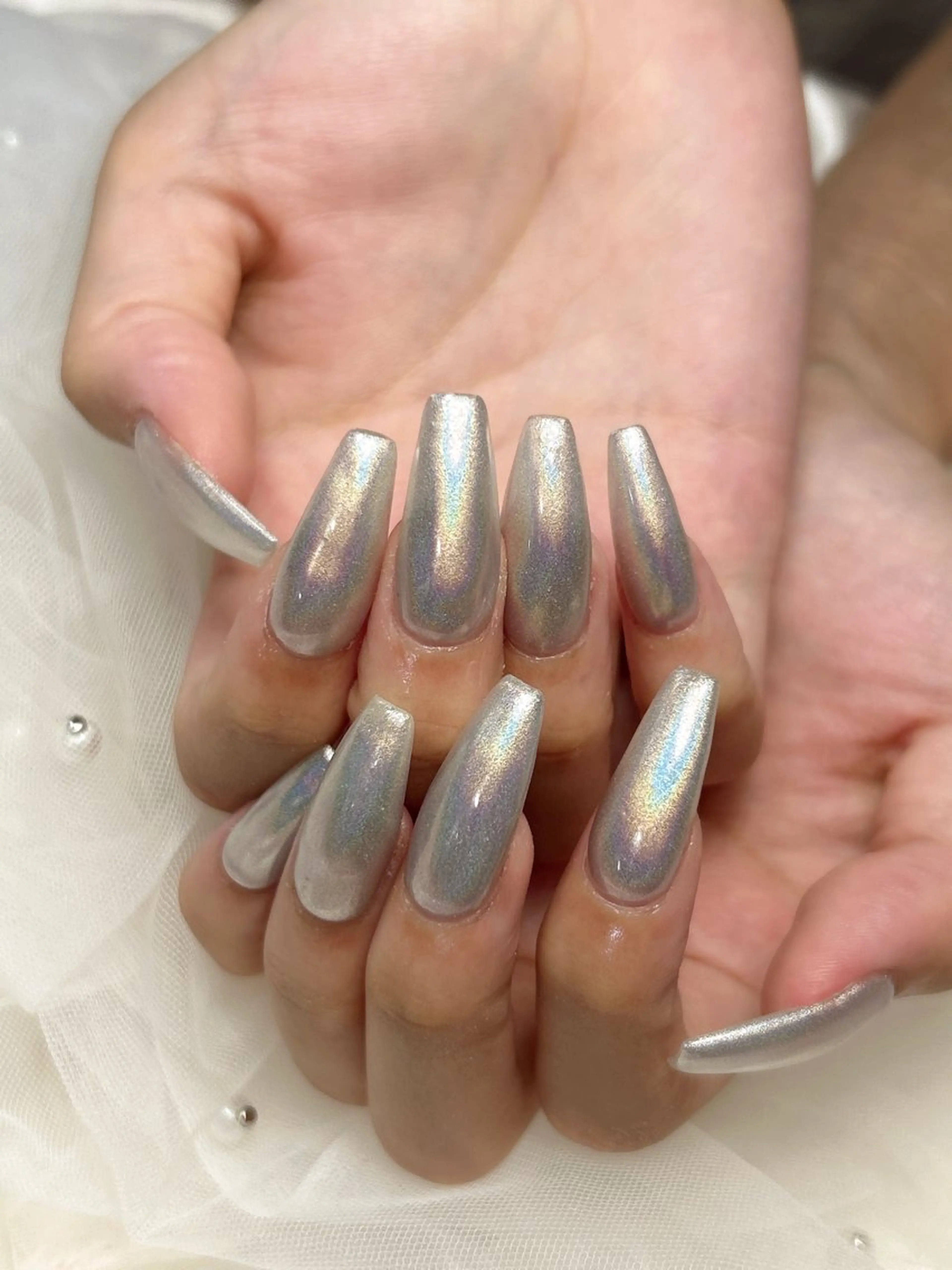 カラーグラデーションorミラーネイルの写真