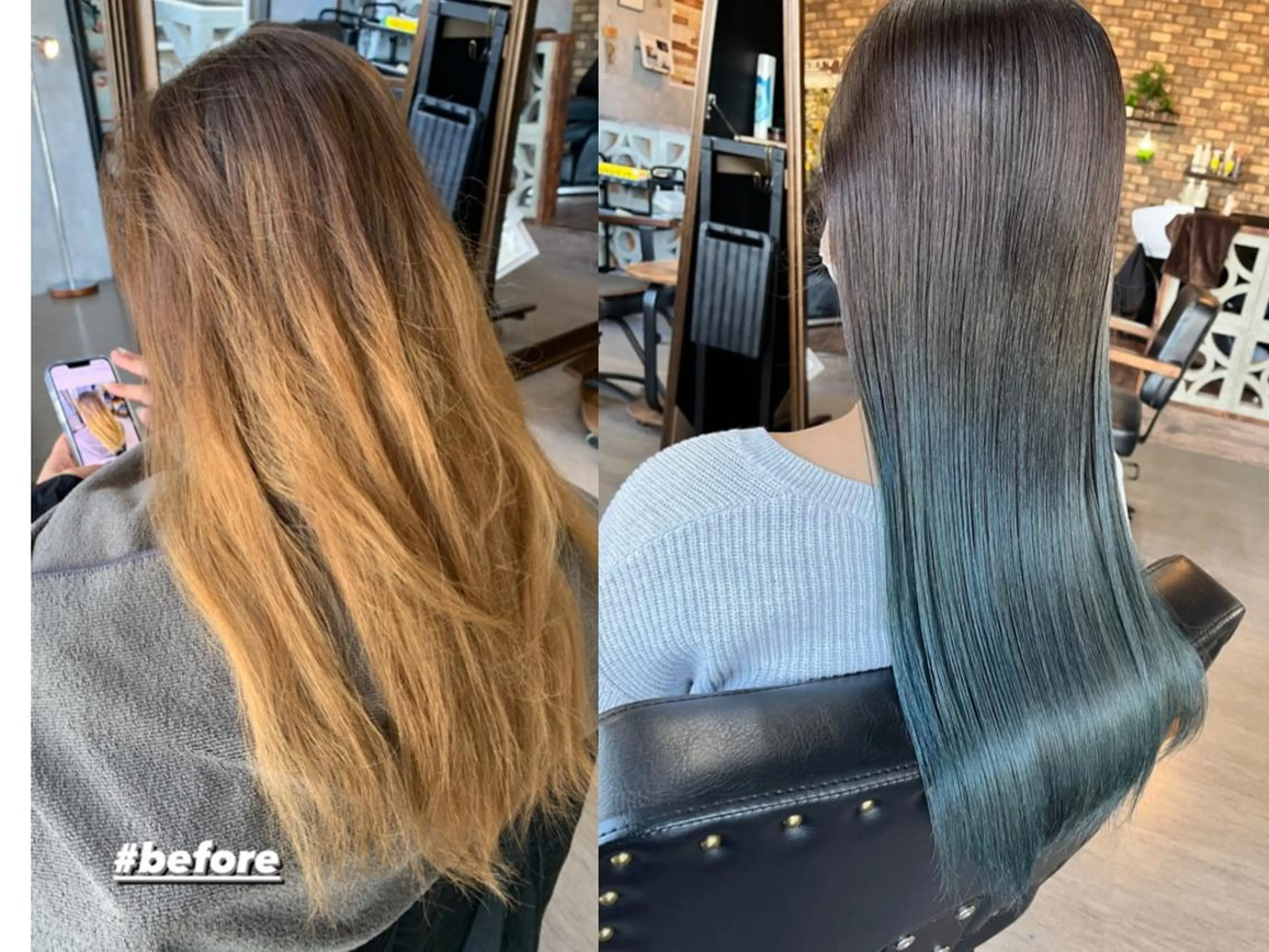 ロング カラー ヘアアレンジ ブルーカラー グラデーションカラー トリートメント VIM hairおもろまち店のヘアスタイル