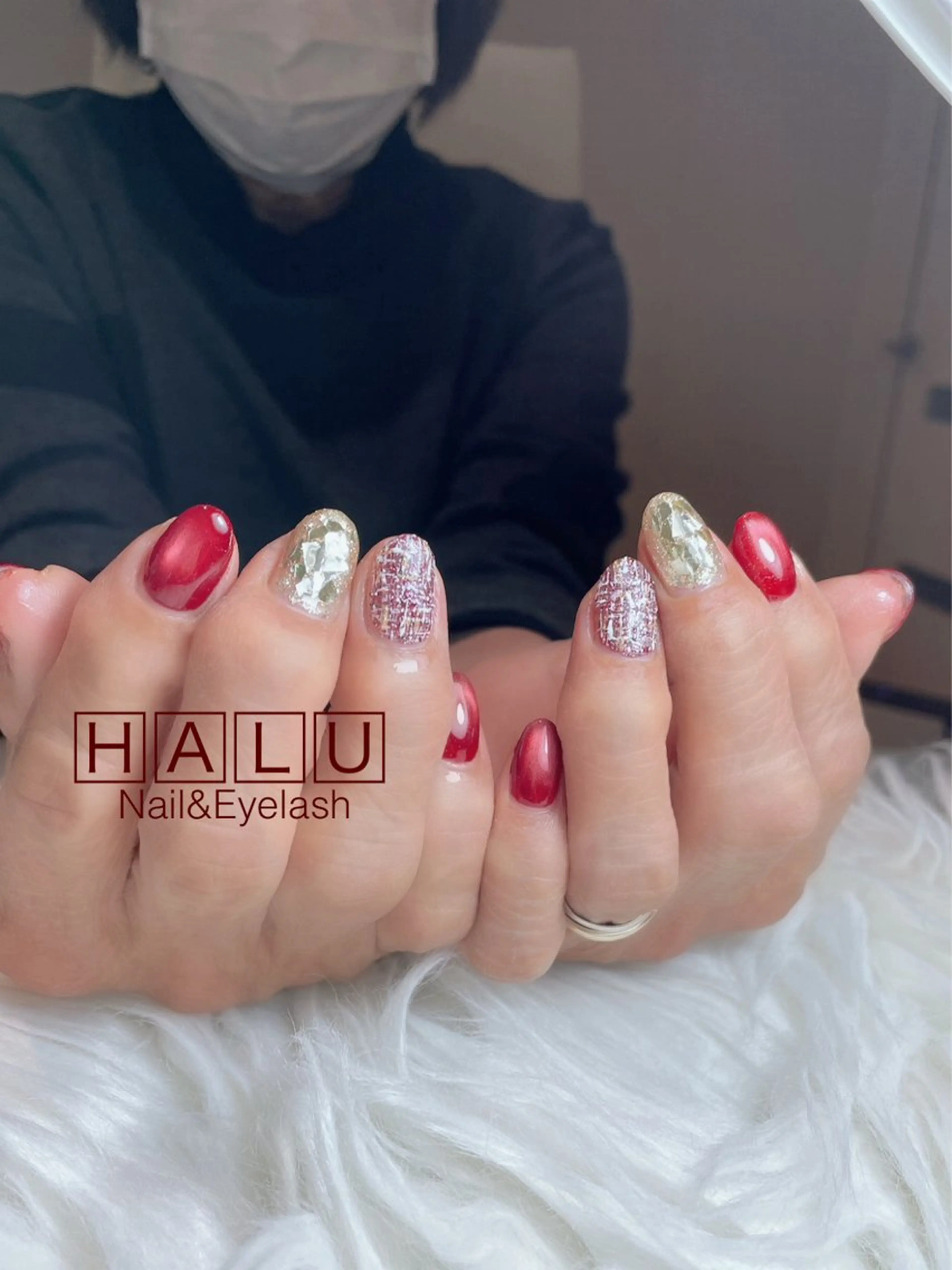 ネイル キラキラネイル ツイードネイル 冬ネイル クリスマス HALU ハルのネイルデザイン
