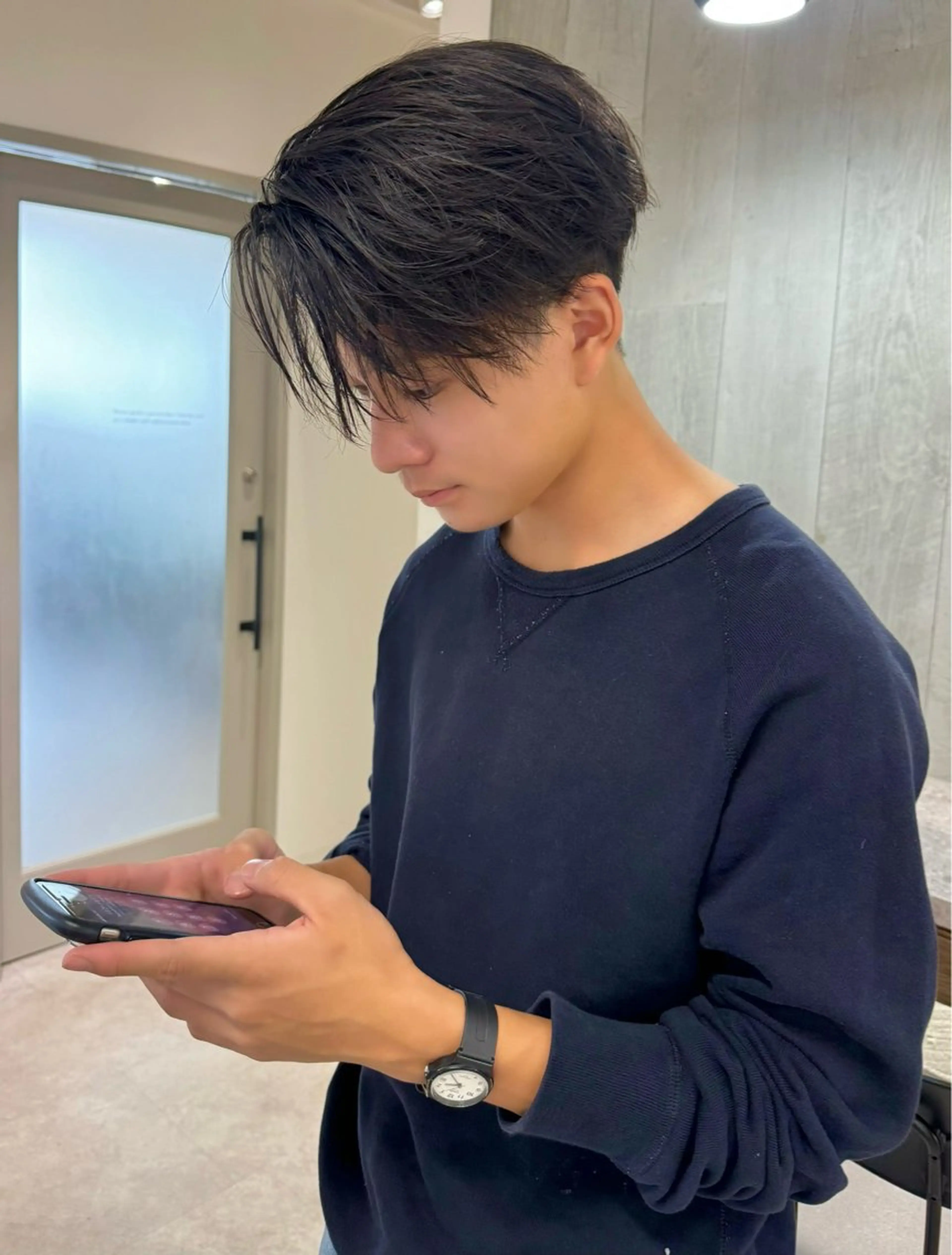 ショート メンズ センターパート メンズ韓国風 韓国風ヘア カット パーマ 🫧umu.🫧韓国 /レイヤー/ハッシュのヘアスタイル