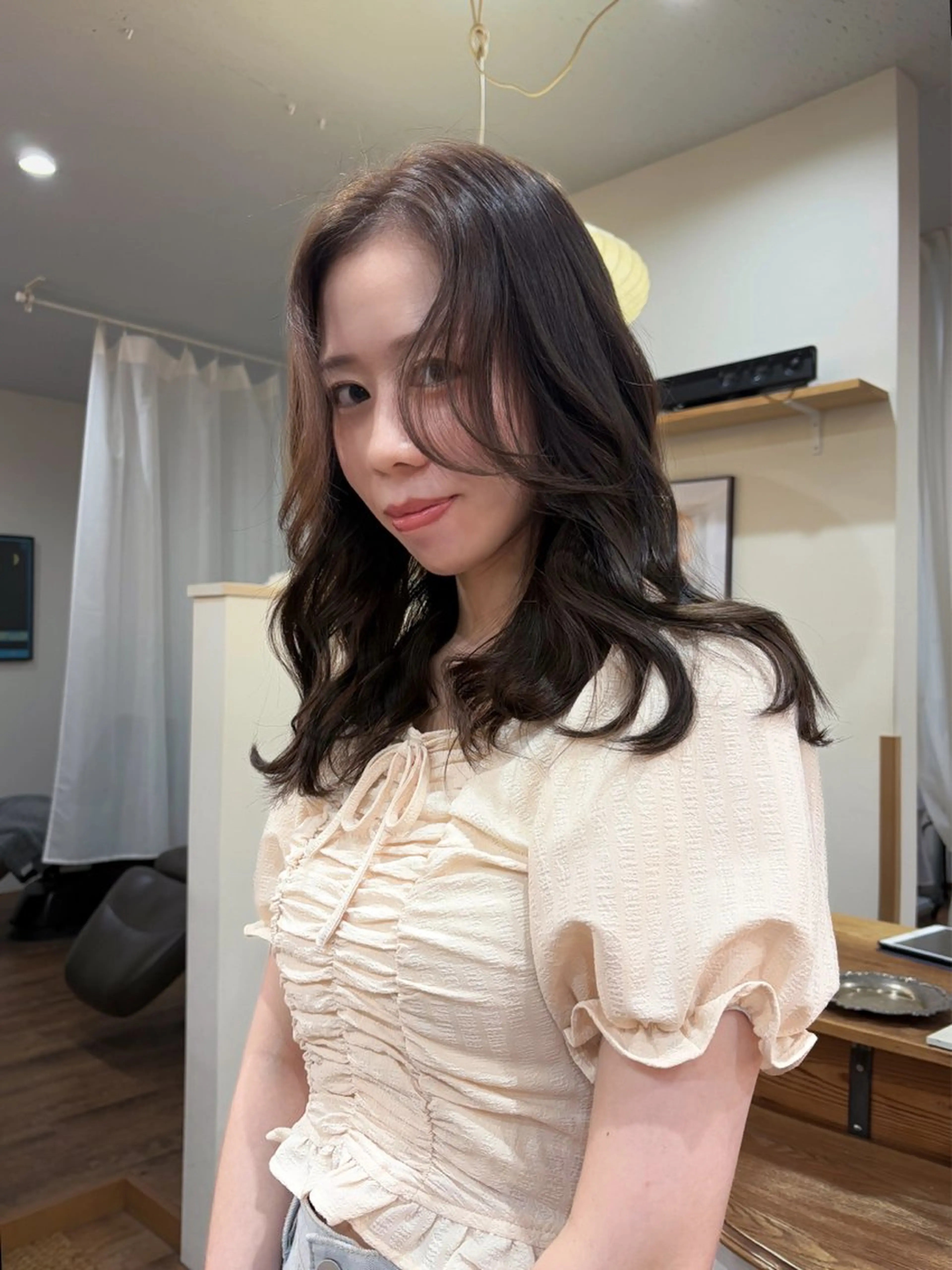 セミロング カラー グレージュ 顔周りカット Nono カットモデル募集中♩のヘアスタイル