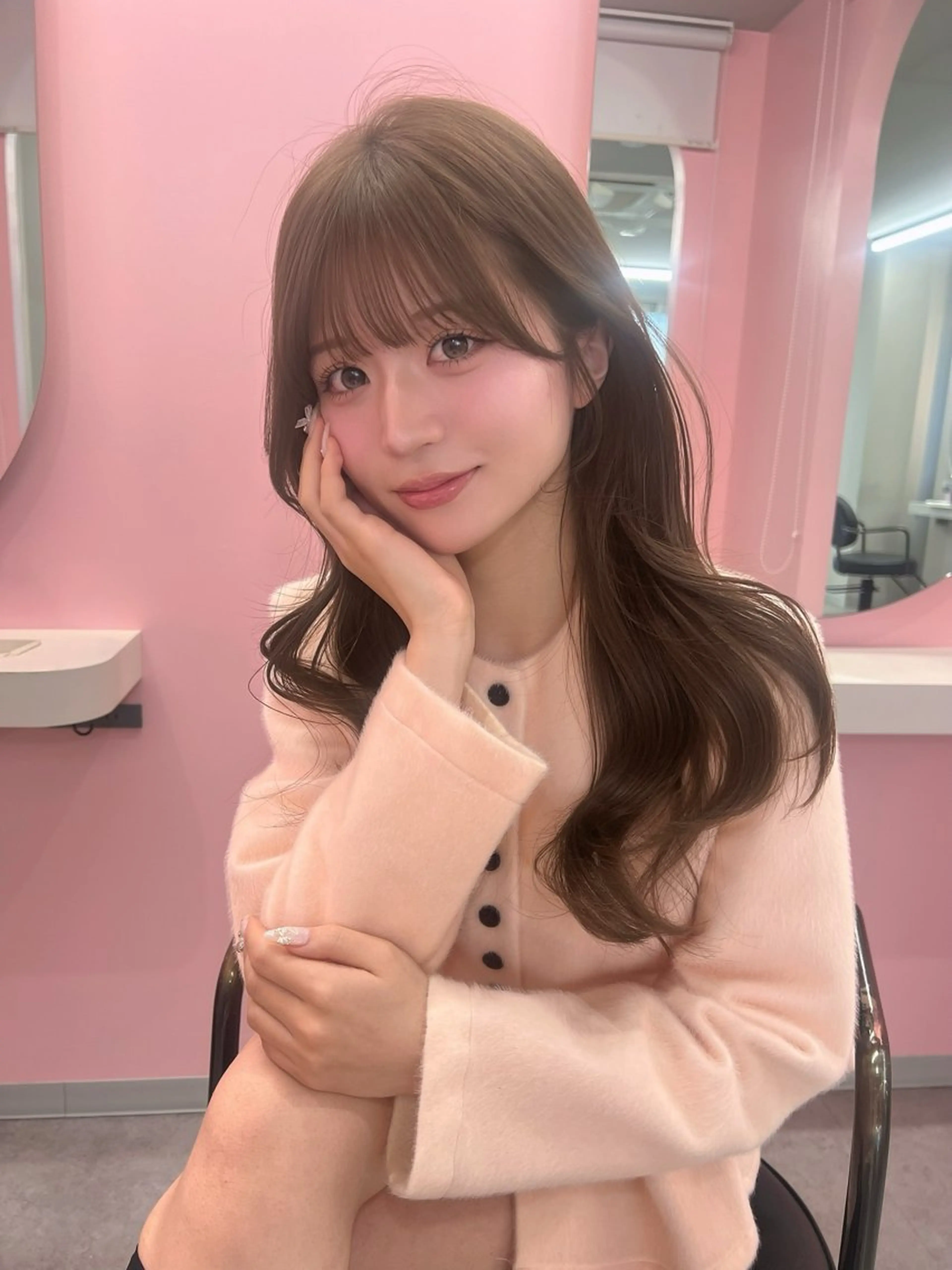 ロング カラー 透明感カラー グレージュ 髪質改善 韓国風ヘア レイヤーカット カット ヘアカラー 渋谷美容室/韓国ヘア /misakiのヘアスタイル