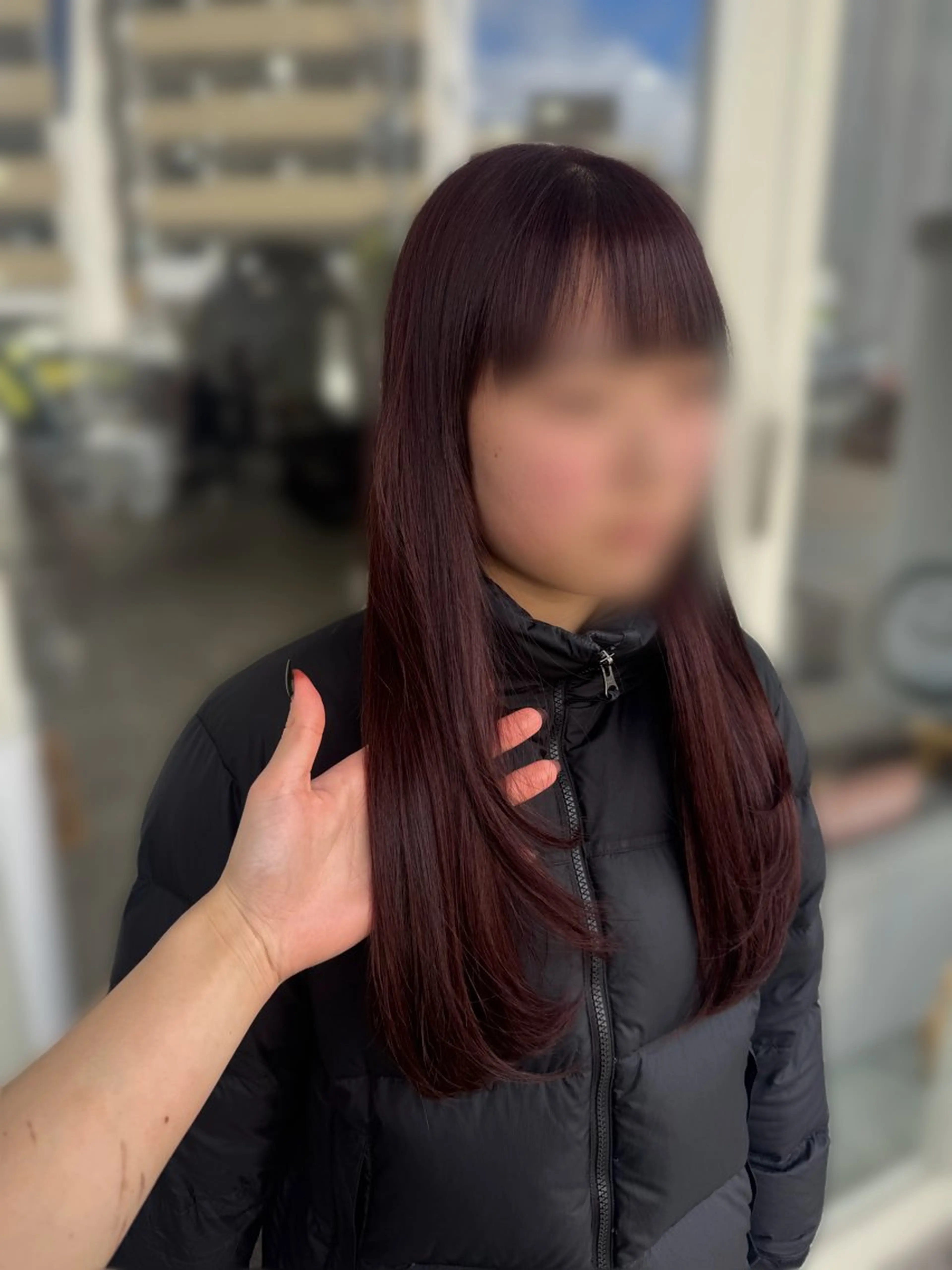 ロング カラー 黒髪 ブリーチ ブリーチなしカラー レッドカラー 卒業式のヘアスタイル カット ヘアカラー 藤田 紋芽 Jr.stylistのヘアスタイル