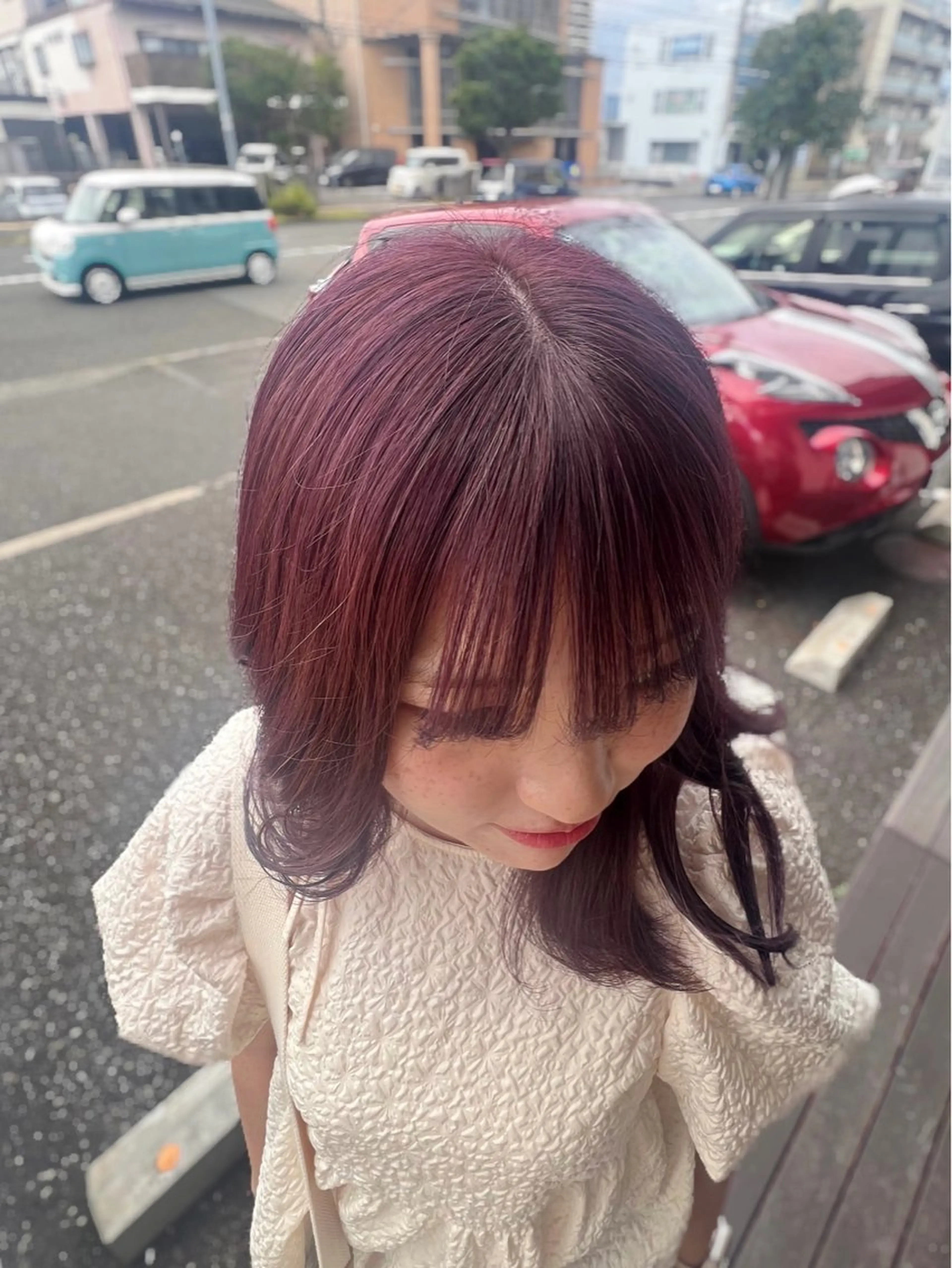 セミロング カラー 草薙メンズ縮毛矯正 💫緒方美柚のヘアスタイル