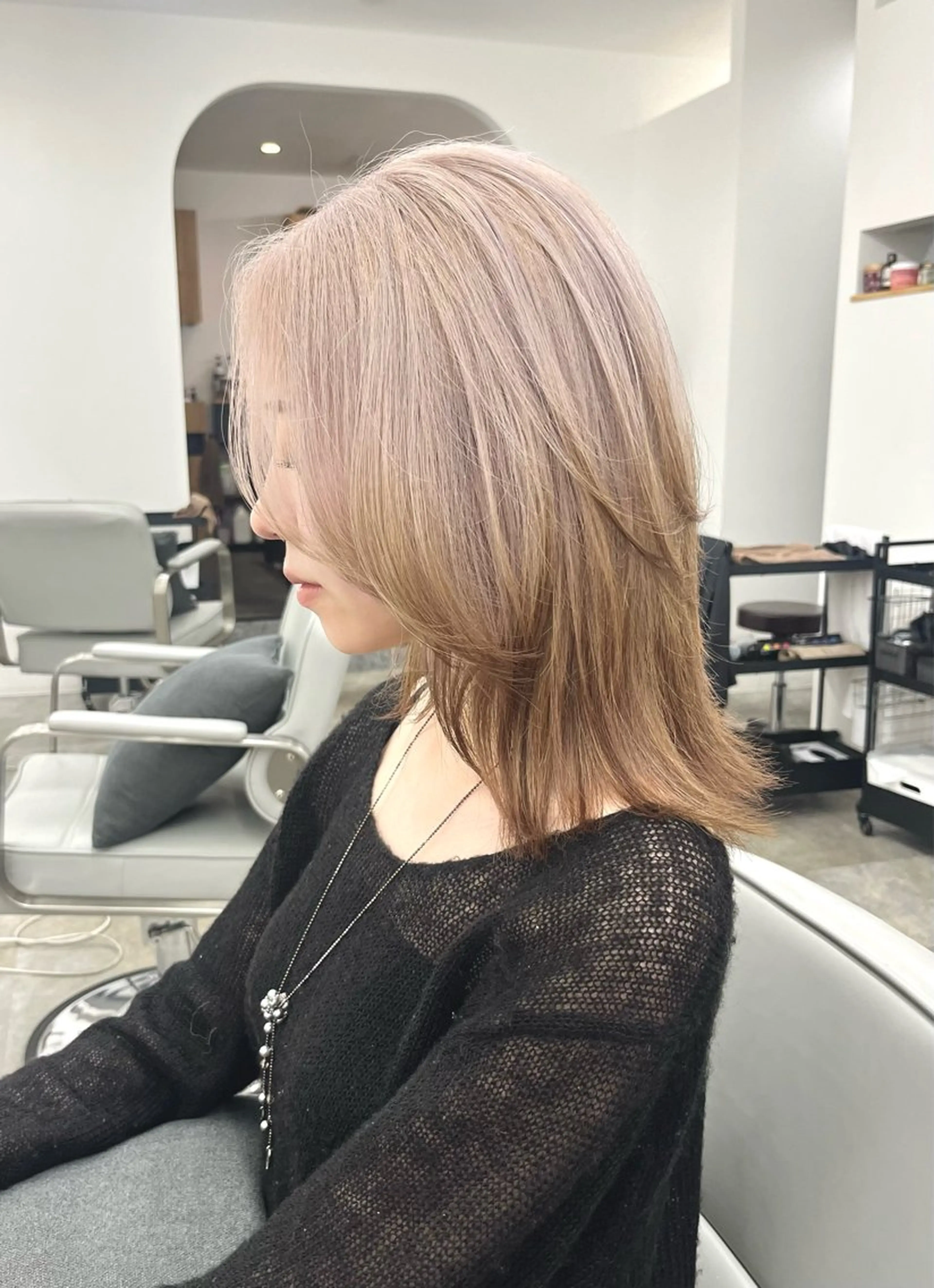 セミロング カラー カット ヘアカラー トリートメント ベージュ⟡˖レイヤー ˖ ࣪⊹あずきのヘアスタイル