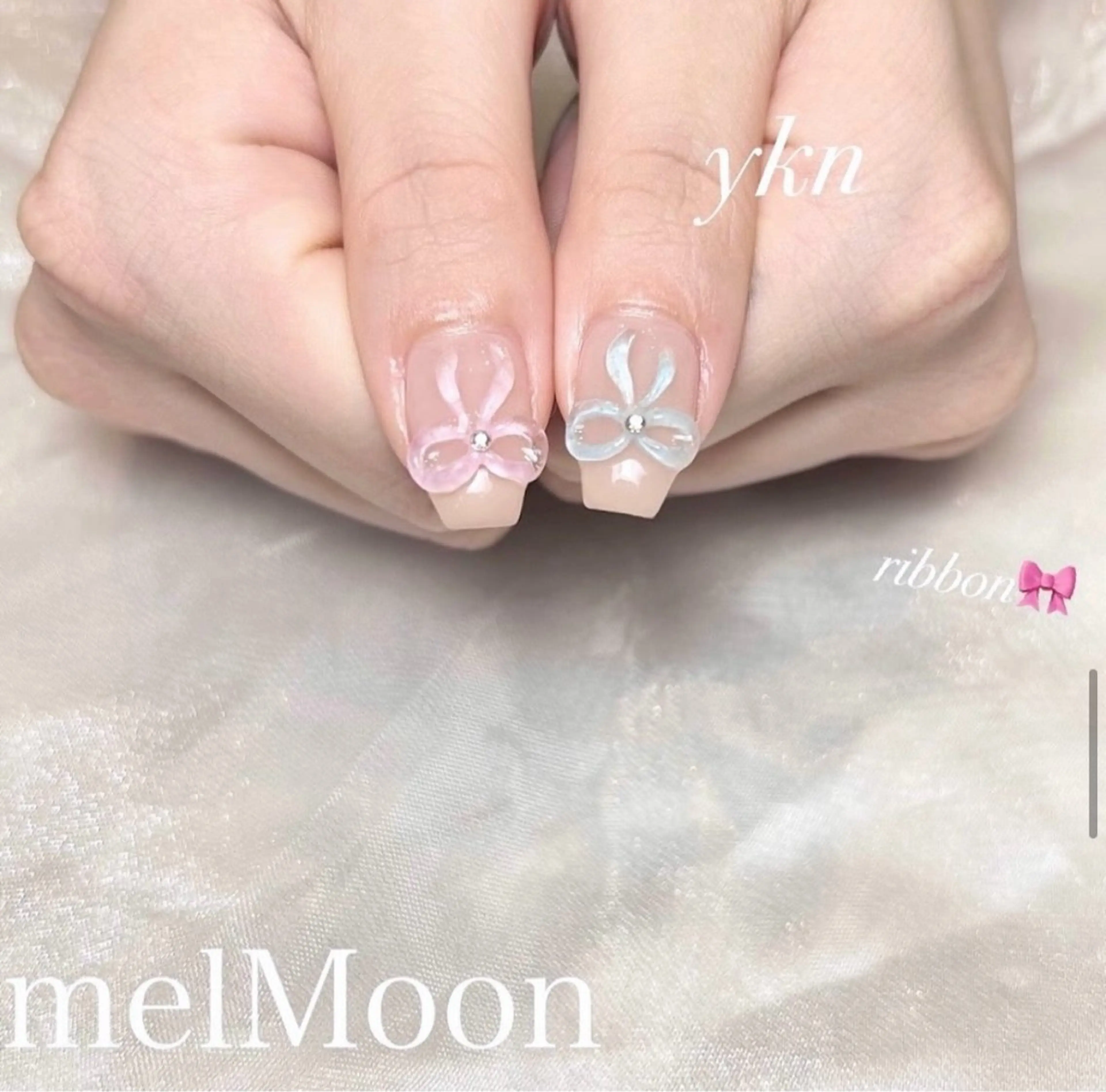 ネイル リボン ハンドネイル melMoon .のネイルデザイン