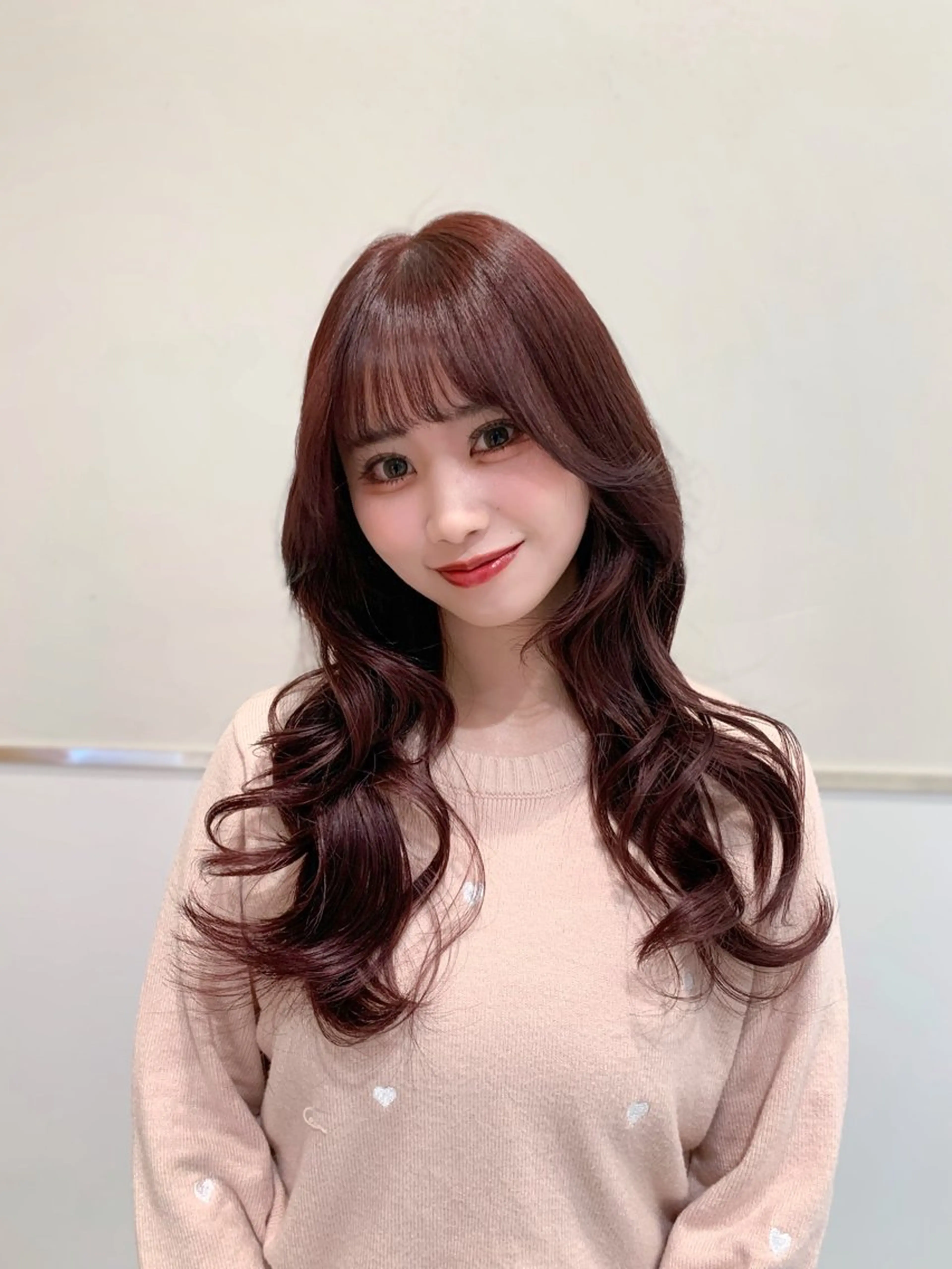 ロング カラー ブリーチ ブリーチなしカラー ピンクカラー カット ヘアカラー トリートメント ヘッドスパ ヘアセット 韓国ヘア/レイヤー/ 顔まわり/りょーとのヘアスタイル