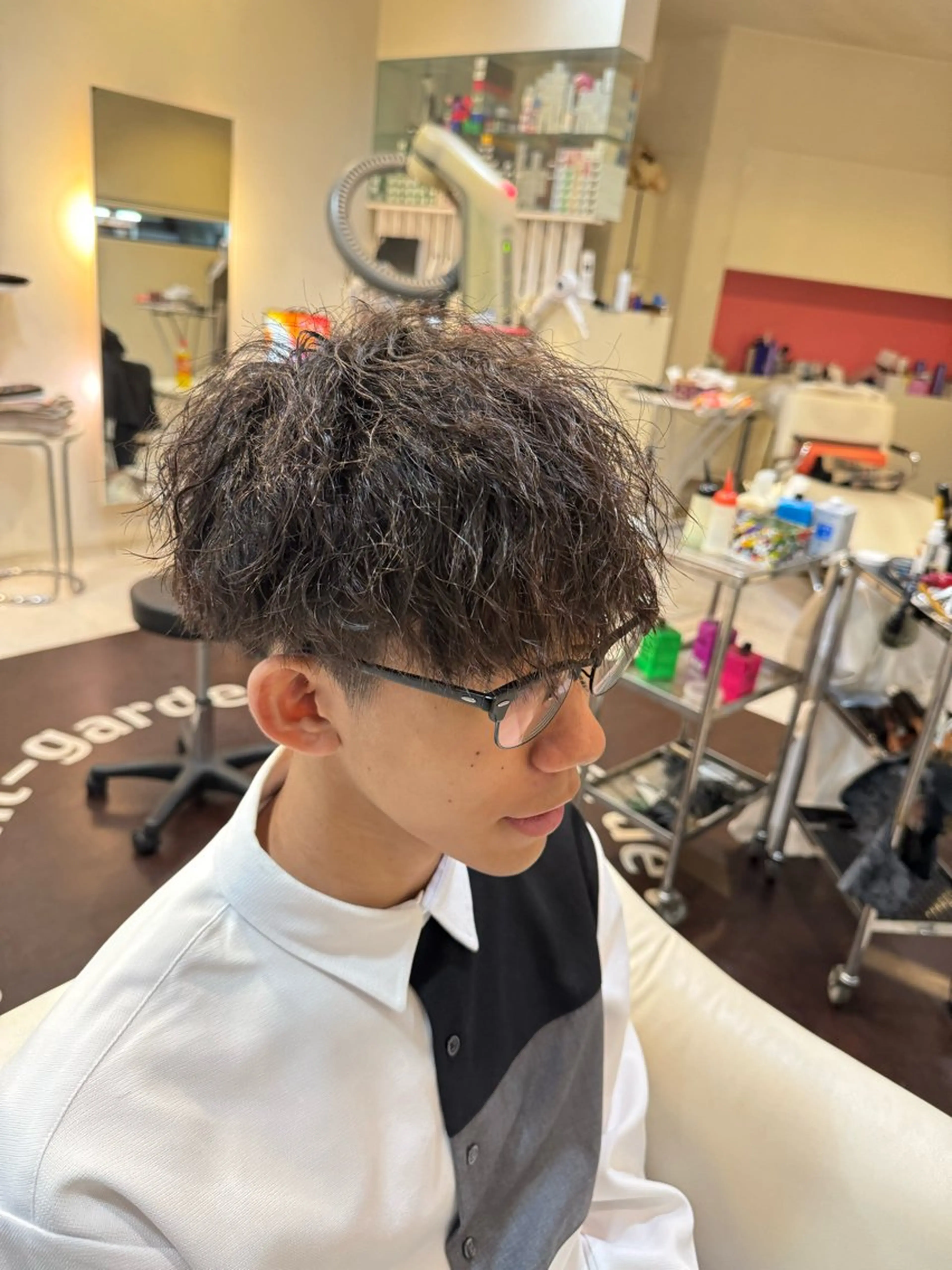 ショート カラー パーマ メンズ マッシュ メンズパーマ 長屋 裕也のヘアスタイル