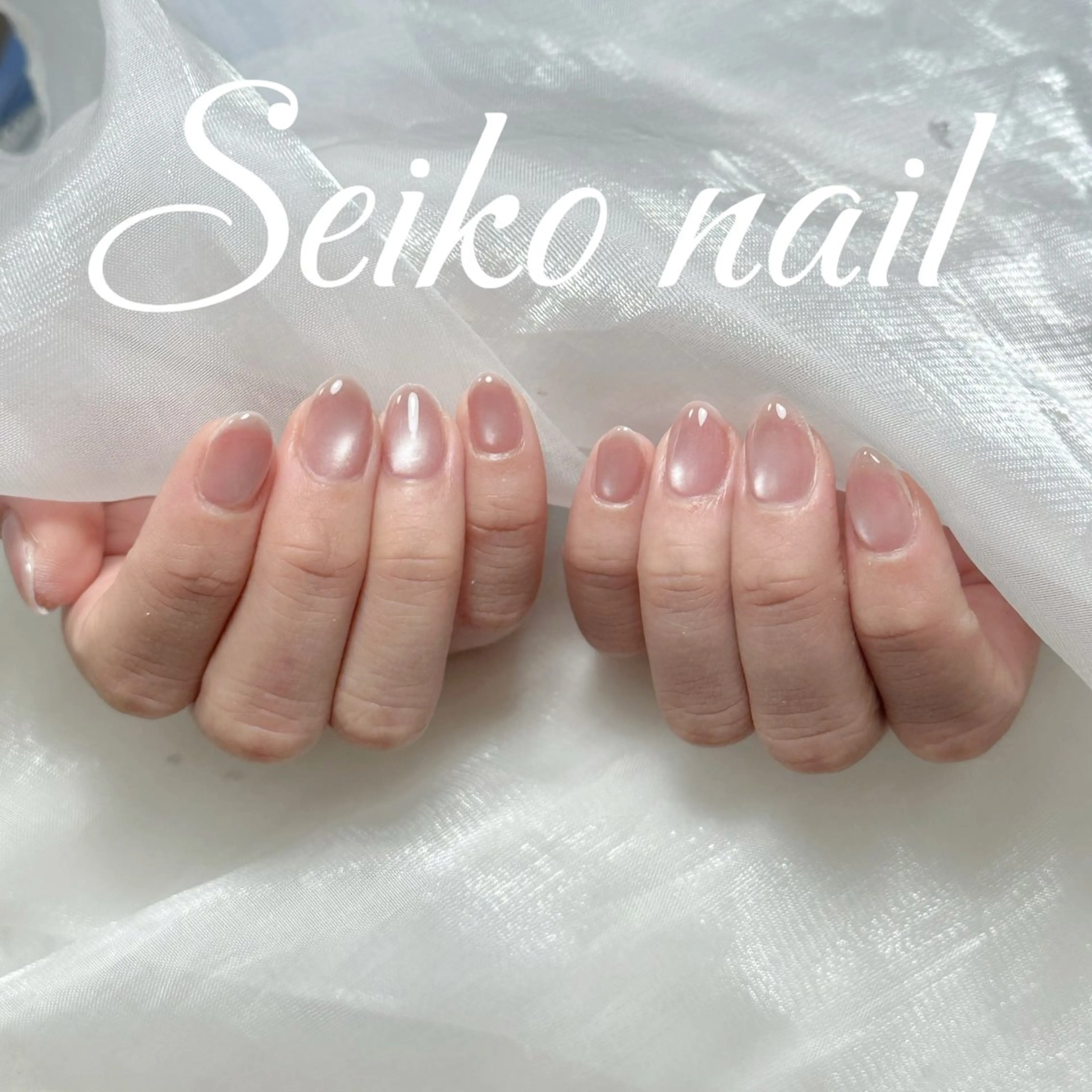 ネイル オーロラネイル 長さ出し フレンチネイル ジェルネイル ガーリー ハンドネイル seiko nail Nanami（渋谷）のネイルデザイン