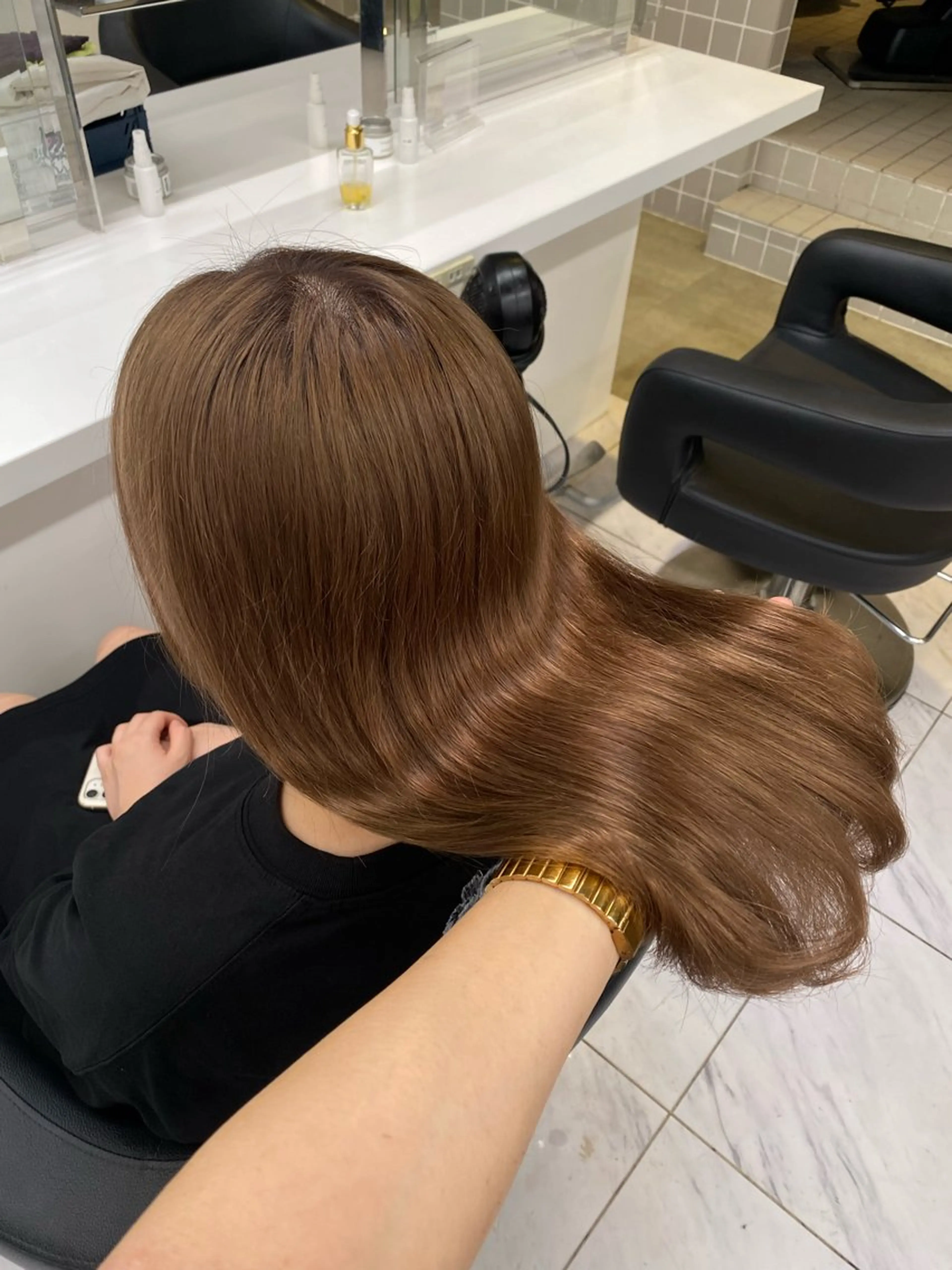 ミディアム カラー ヘアアレンジ ベージュカラー ミルクティーベージュ 髪質改善 トリートメント TRU Shino🦋のマツエク・マツパデザイン