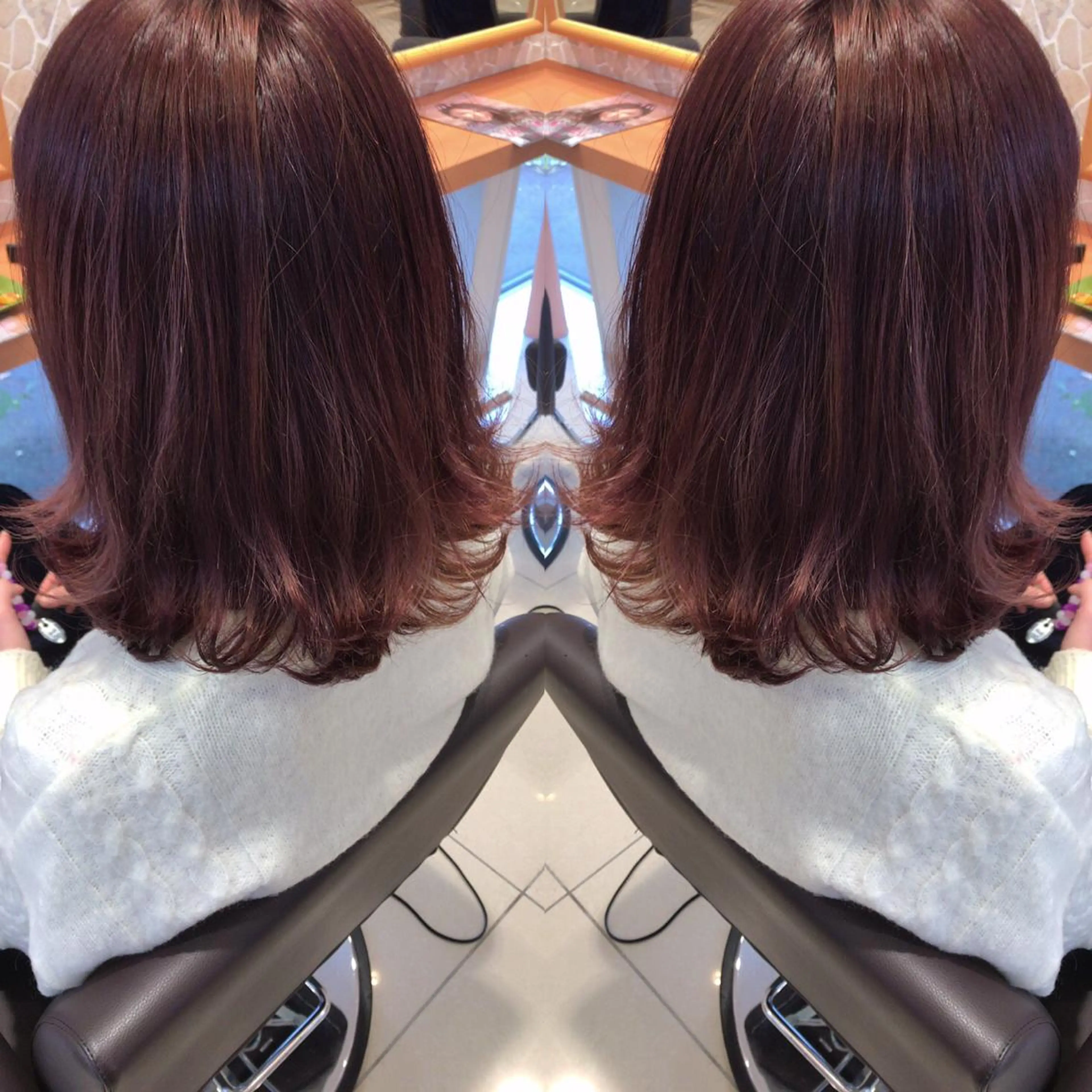 ミディアム カラー デザインカラー 外ハネヘア haku  hair salon所属・レイヤーカット匠 イソザキノリユキのヘアスタイル