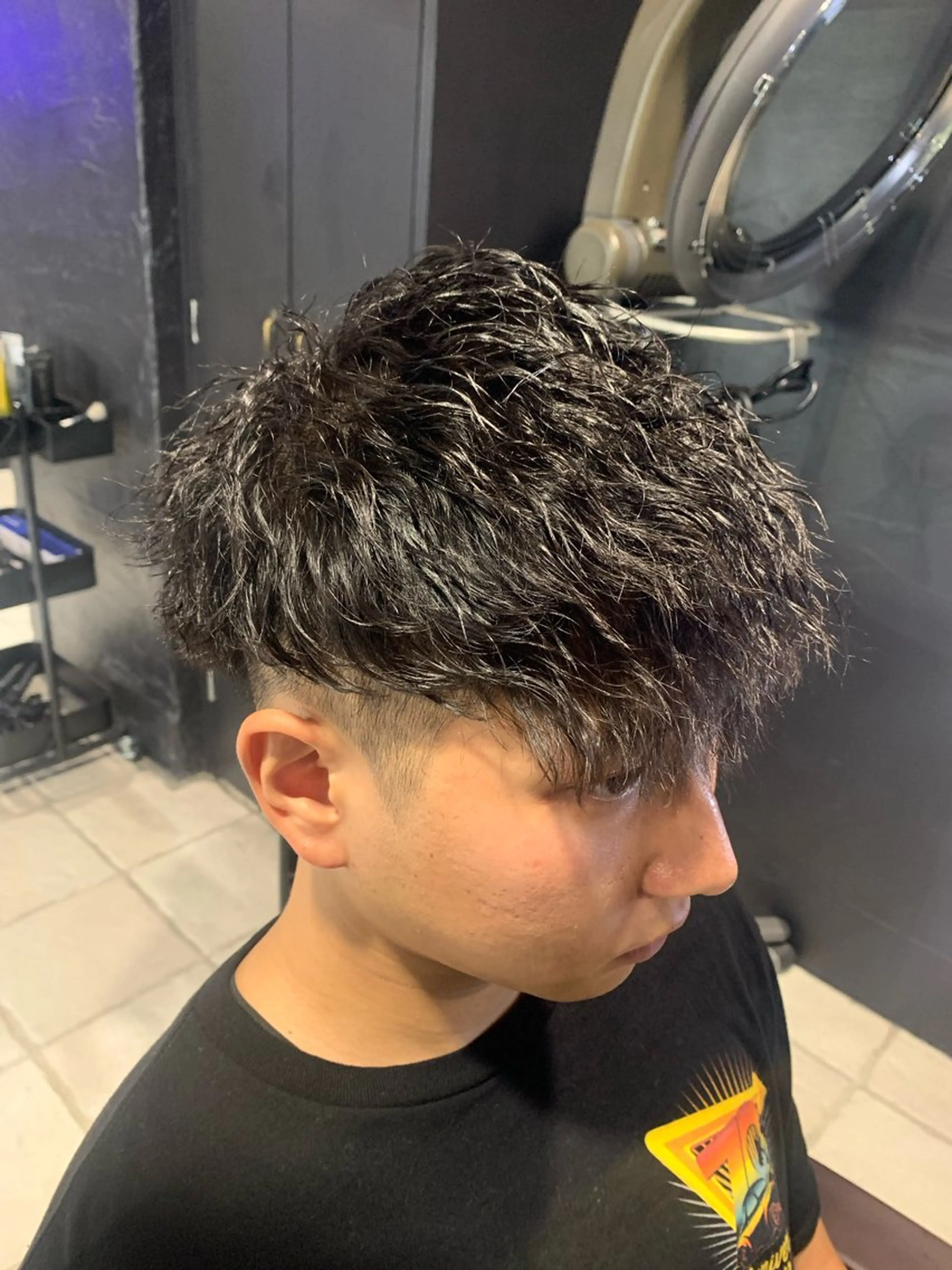 ショート メンズ マッシュ メンズパーマ/難波/ 心斎橋　室園亮佑のヘアスタイル