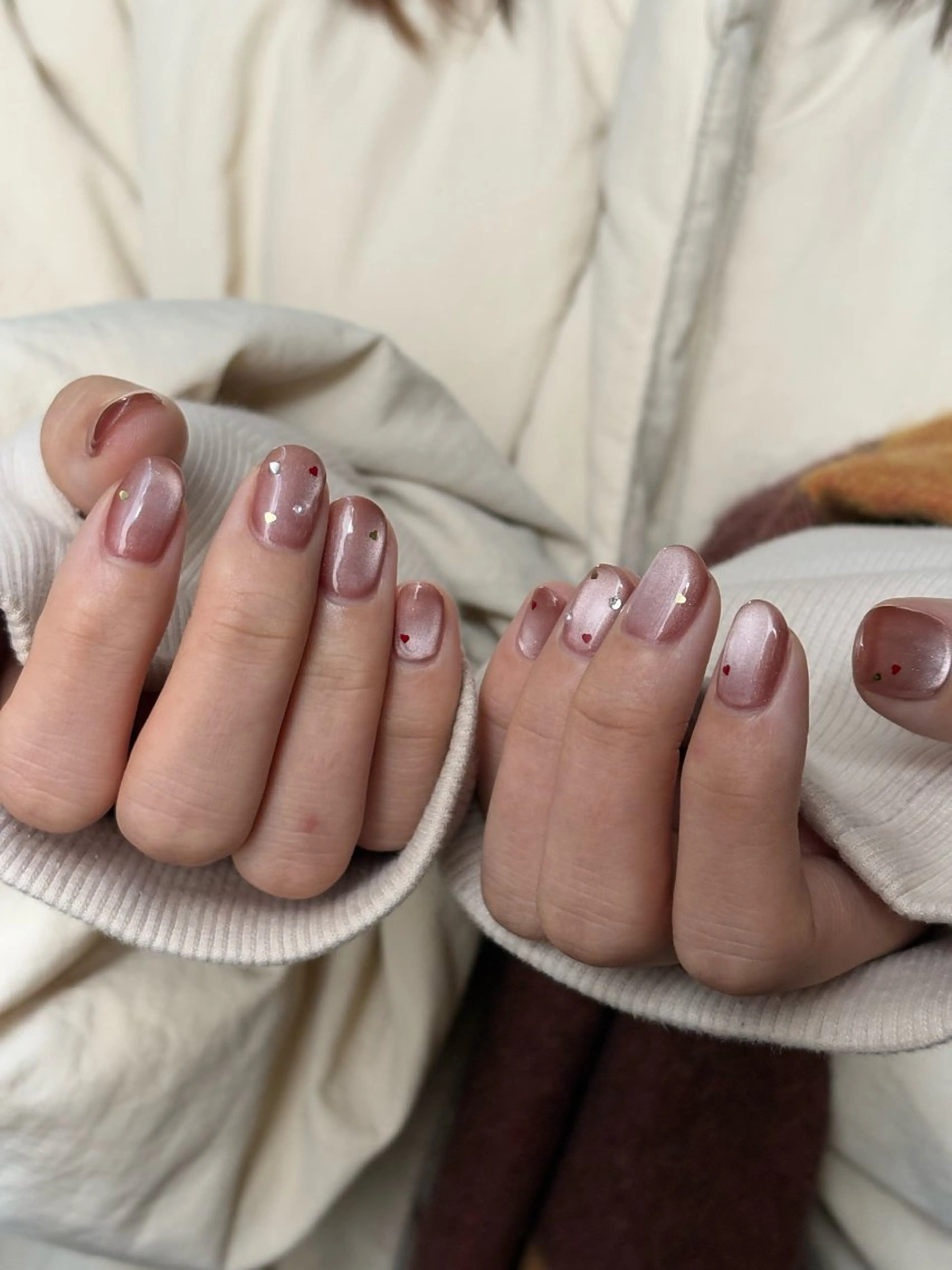 ネイル ハート ラメ(グリッター) マグネットネイル ワンカラーネイル リボン ハンドネイル Lull ネイル/ HBL/ハンドケアのネイルデザイン