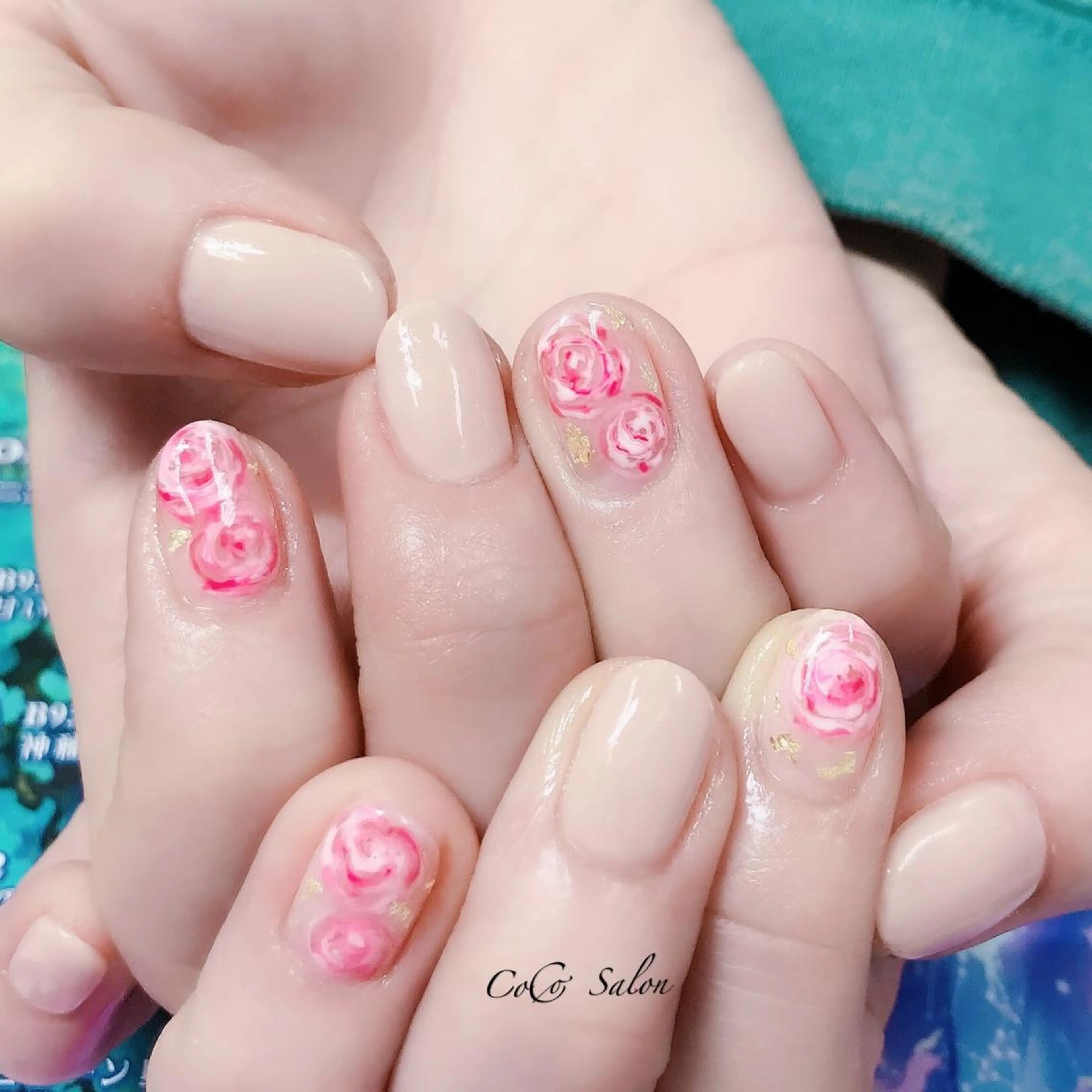 ネイル フラワーネイル ワンカラーネイル CoCoSalon ネイル/まつ毛予約のネイルデザイン