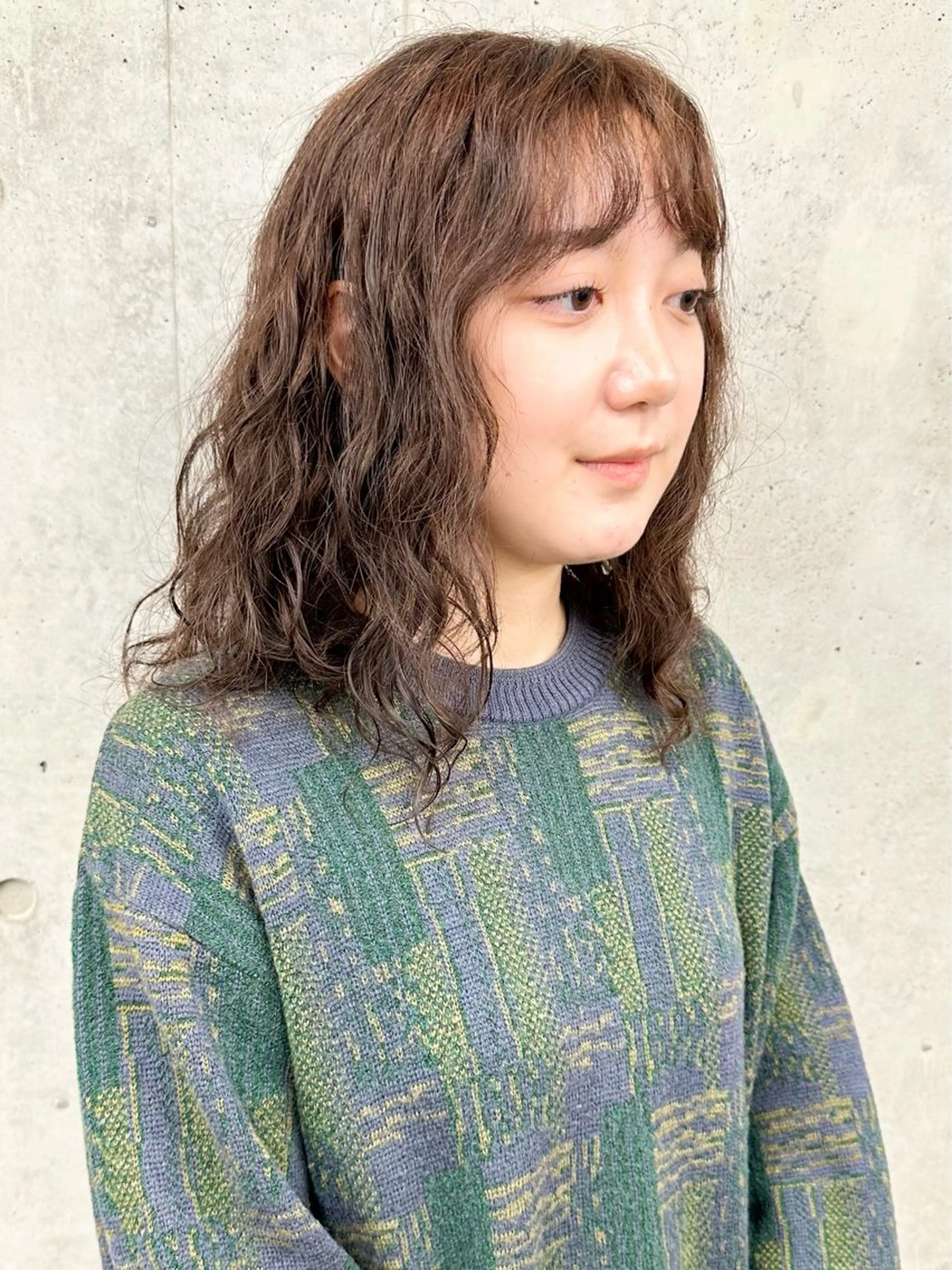 セミロング パーマ カット パーマ ボブ/ゆるふわ ボブパーマ/とういのヘアスタイル