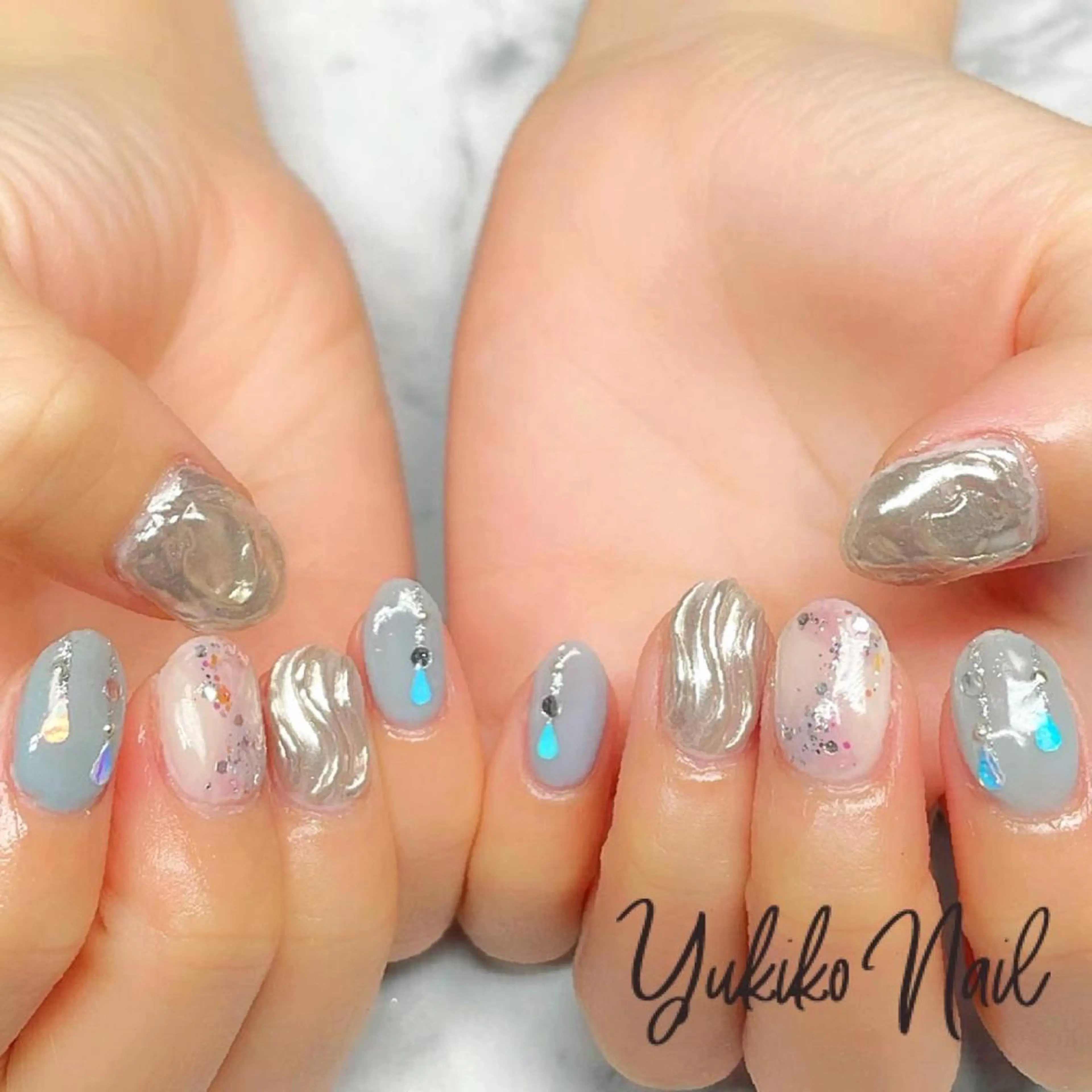 ネイル ミラーネイル 持ち込み ハンドネイル ユキコ ネイルのネイルデザイン