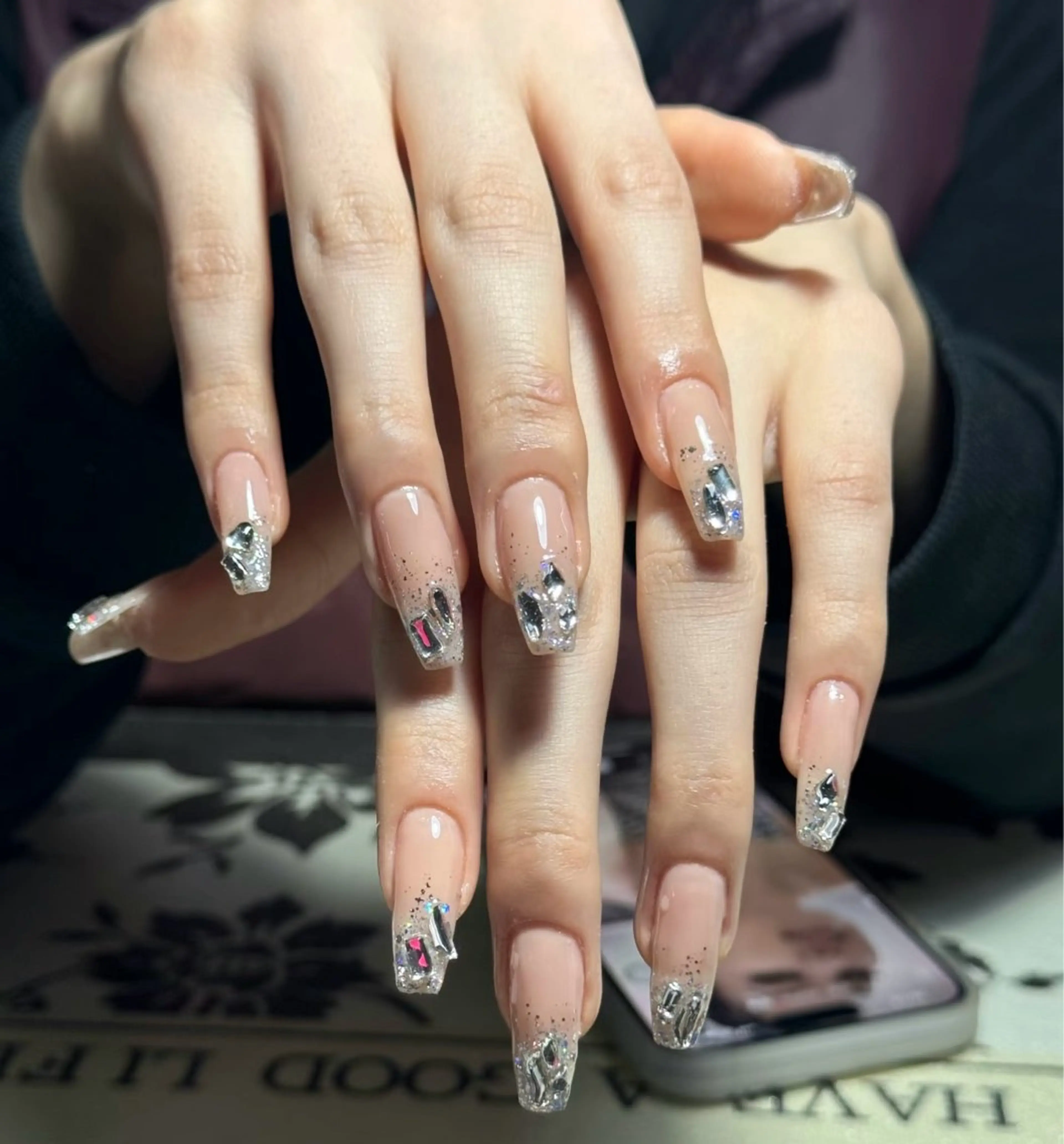 ネイル クリアネイル ジェルネイル キラキラネイル 韓国ネイル ラメ(グリッター) ハンドネイル Emily Garden 六本木のネイルデザイン