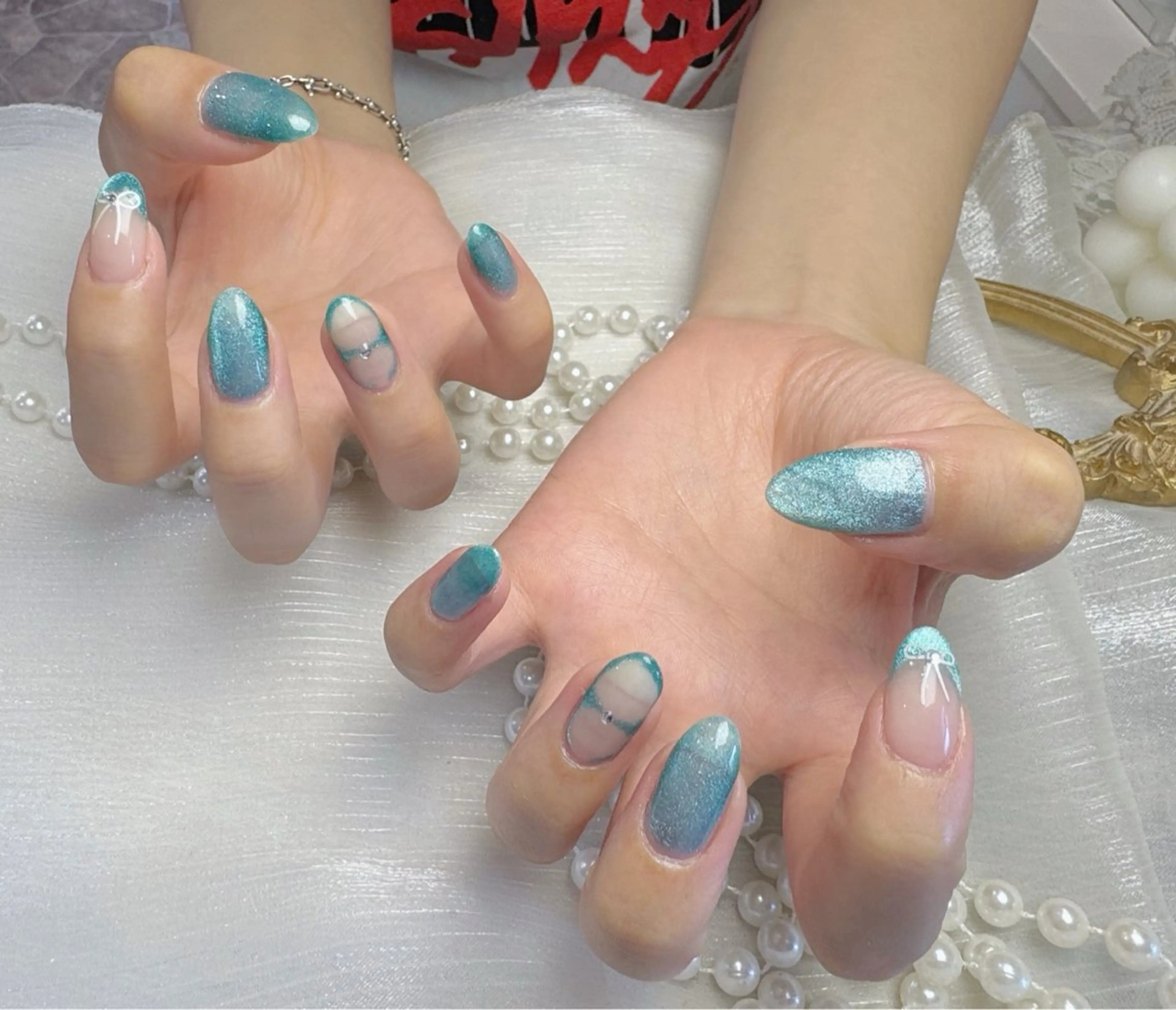 ネイル アートネイル フットネイル ジェルネイル ハート マグネットネイル babarla Nailのネイルデザイン